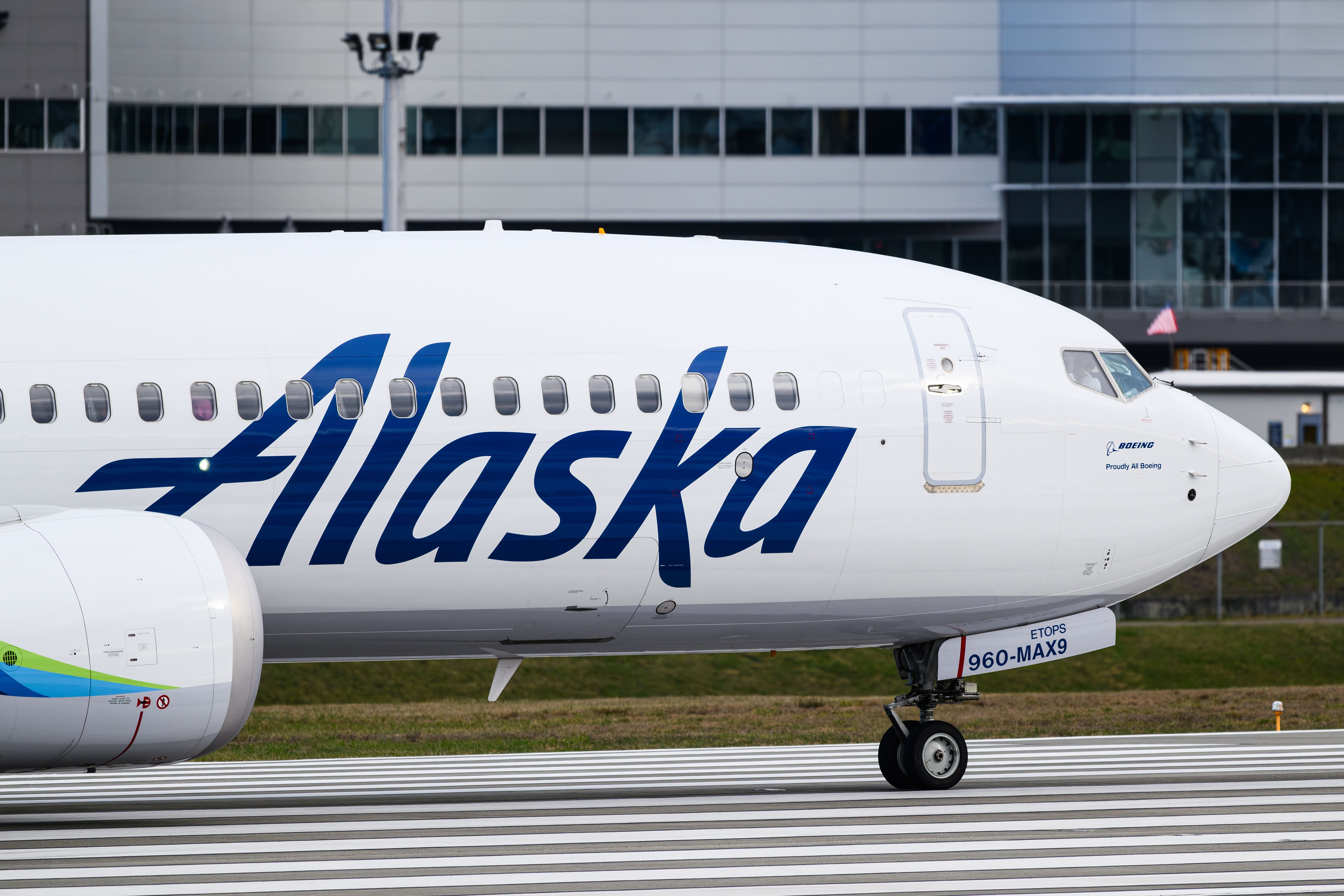 Alaska Airlines Boeing 737 MAX 9 at Everett, Washington shutterstock_2427066119