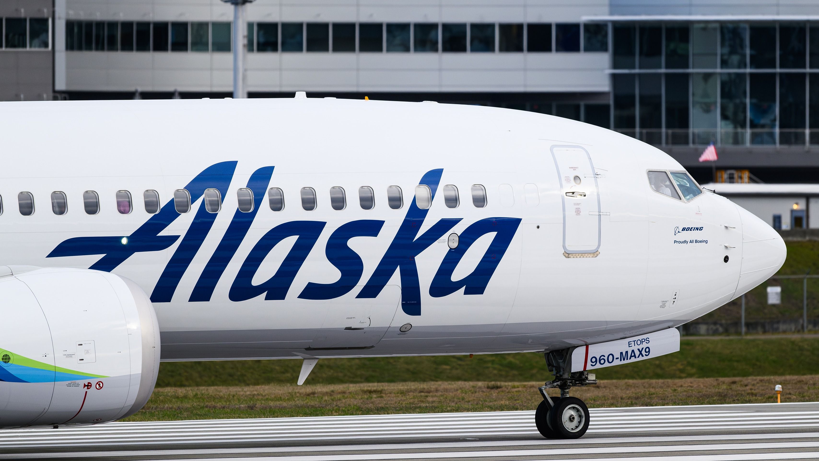 Alaska Airlines Boeing 737 MAX 9 at Everett, Washington shutterstock_2427066119