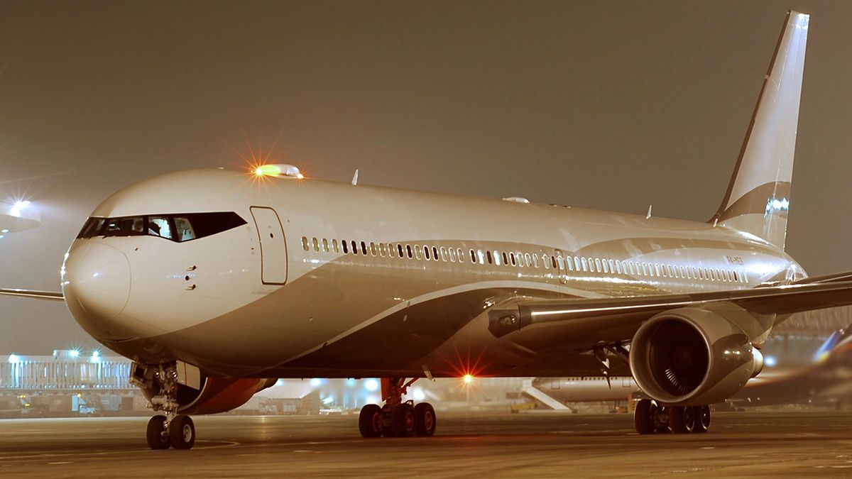 A Private Boeing 767 on an airport apron.