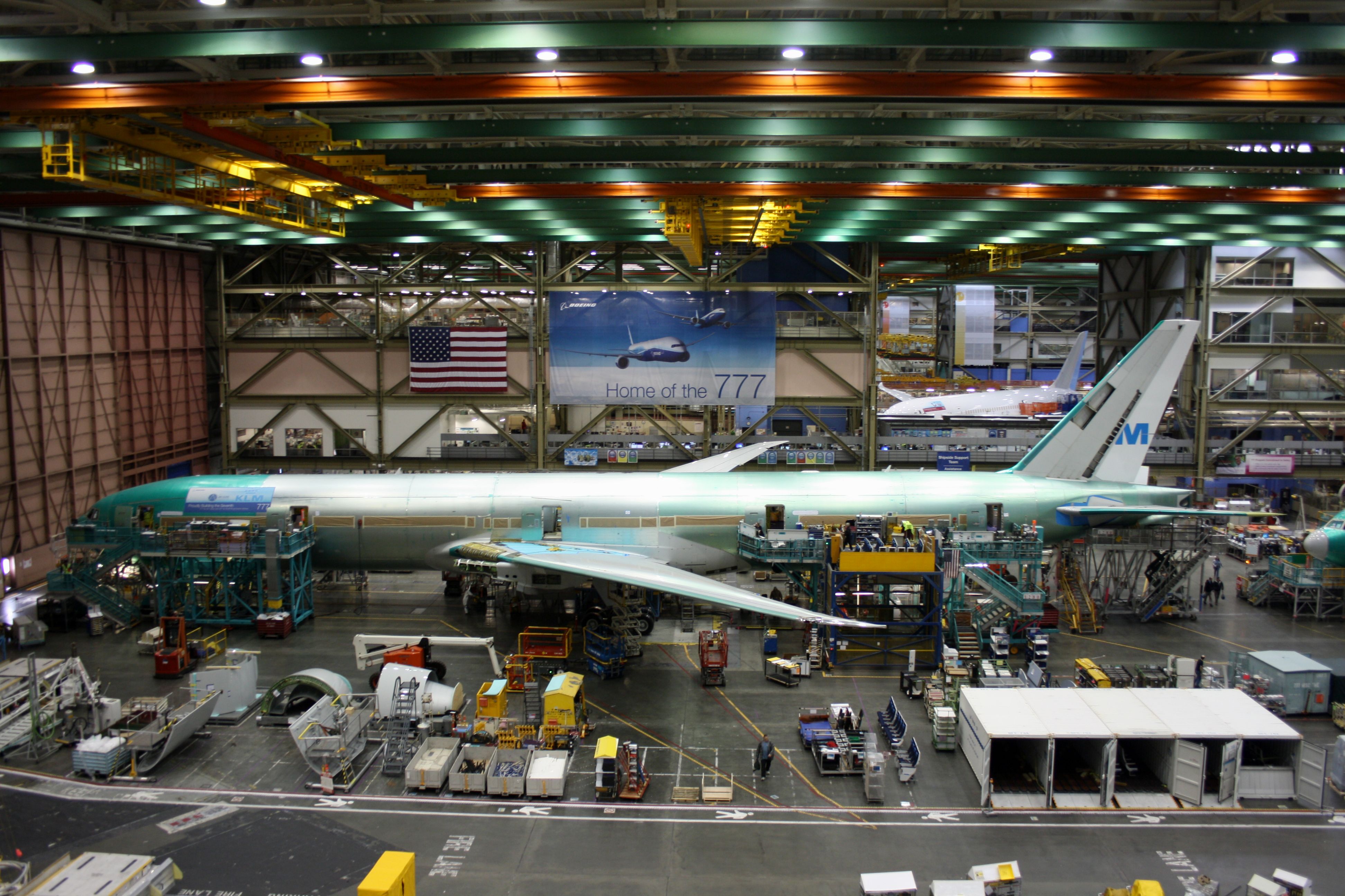 Boeing 777 assembly line at Everett, Washington shutterstock_1089230753