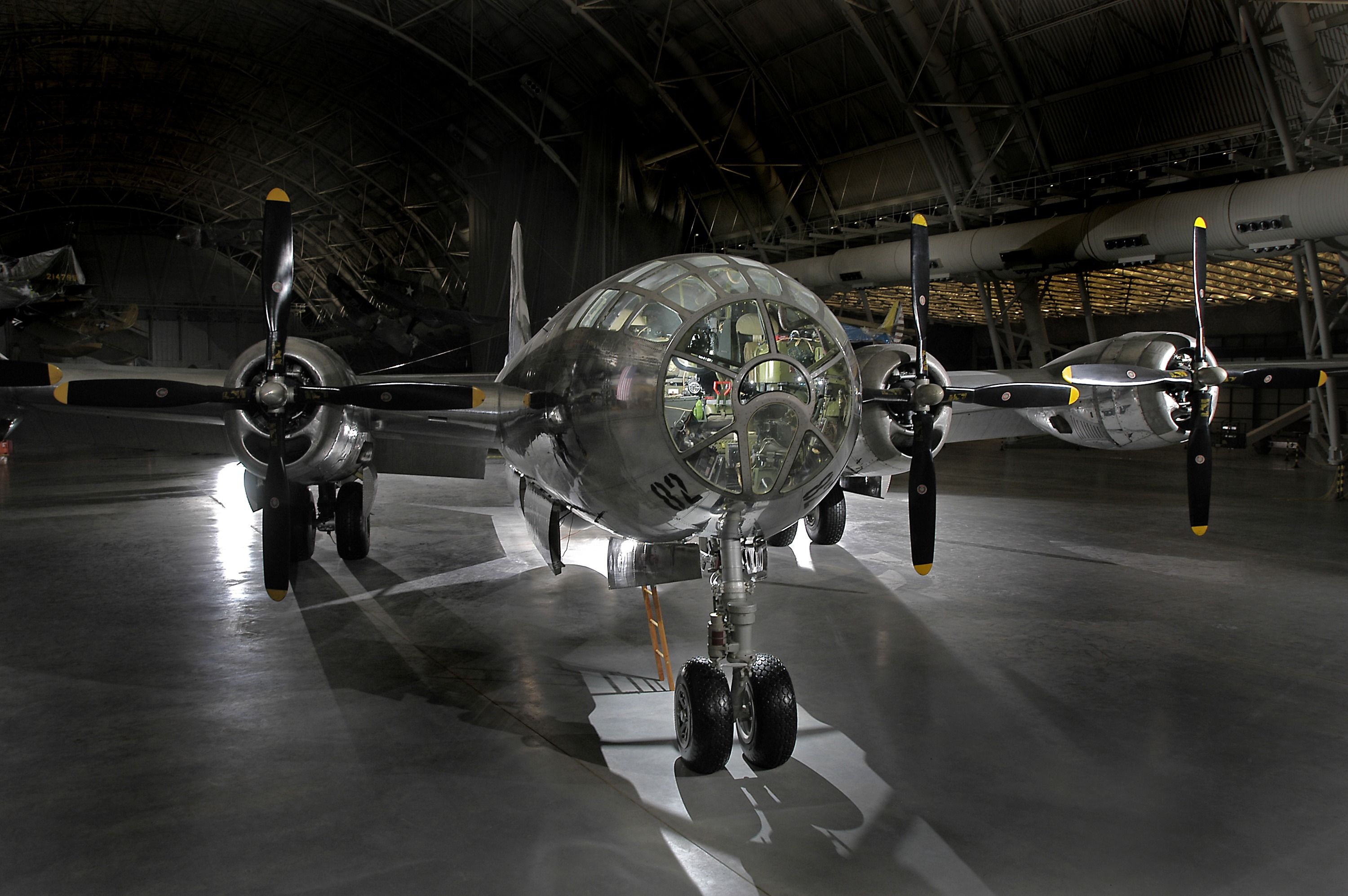 The Boeing B-29 Superfortress Enola Gay on display in a museum.