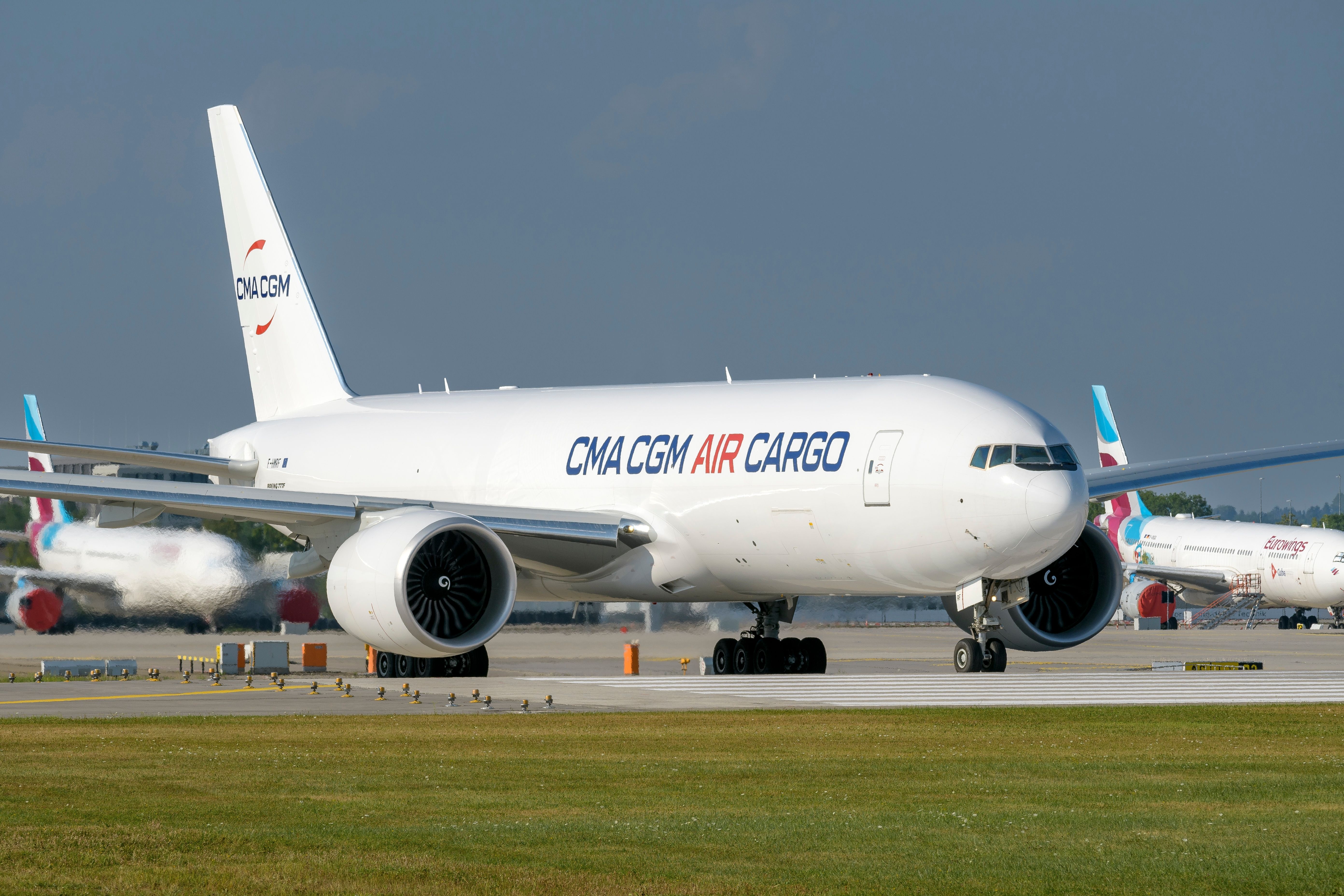 CMA CGM Air Cargo Boeing 777F at Munich Airport MUC shutterstock_2184602735