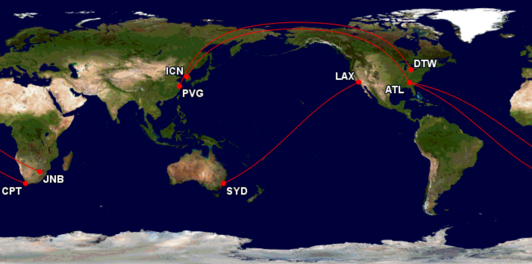 Delta Air Lines' longest A350 routes