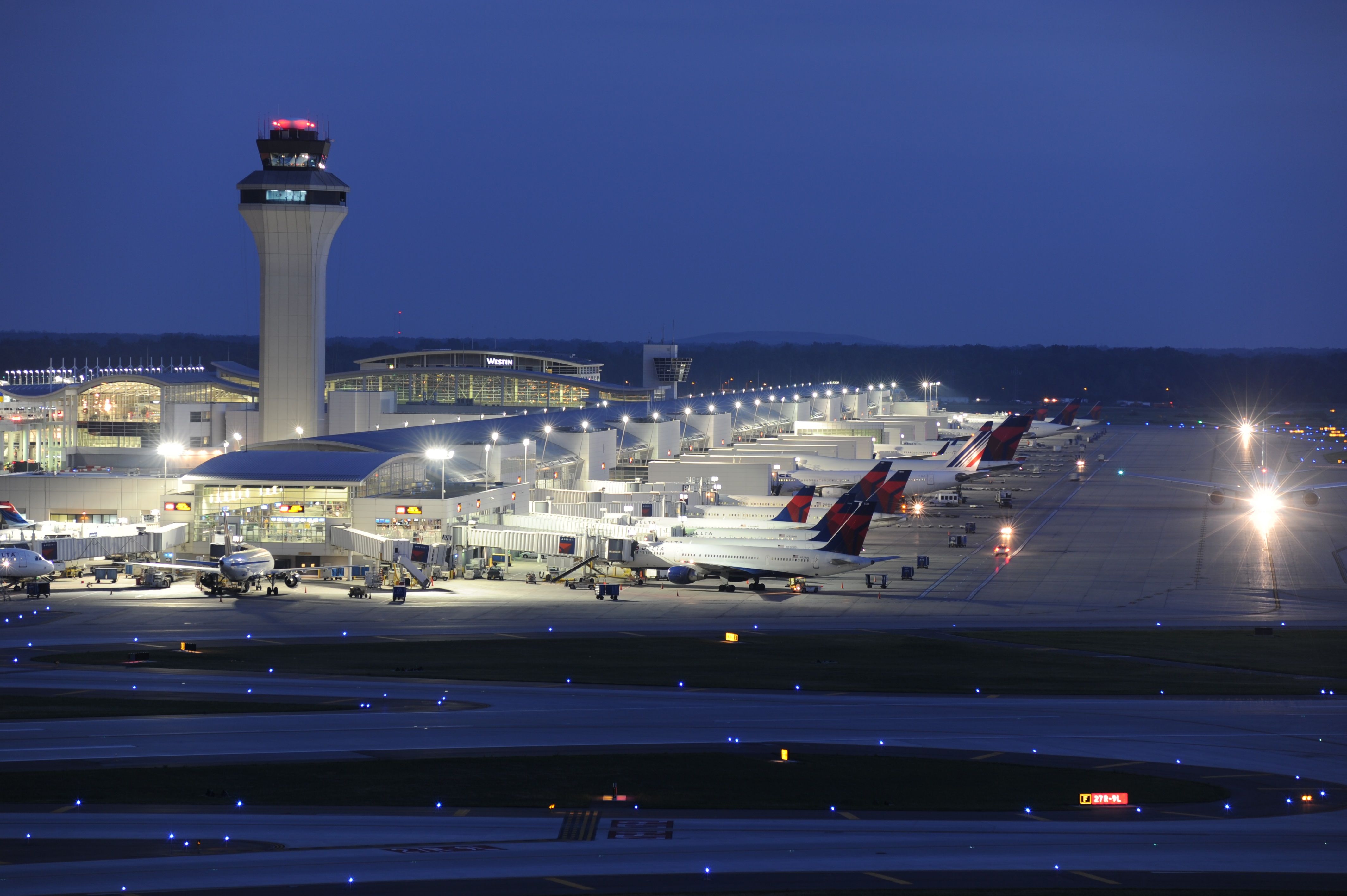 DTW Airport at night