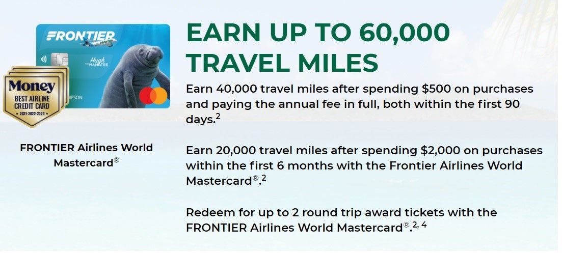 A Frontier Airlines cobranded credit card advertisement.