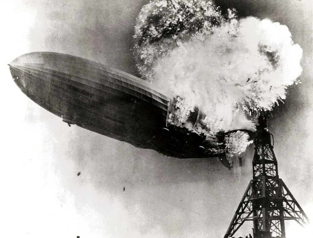 The Hindenburg exploding 