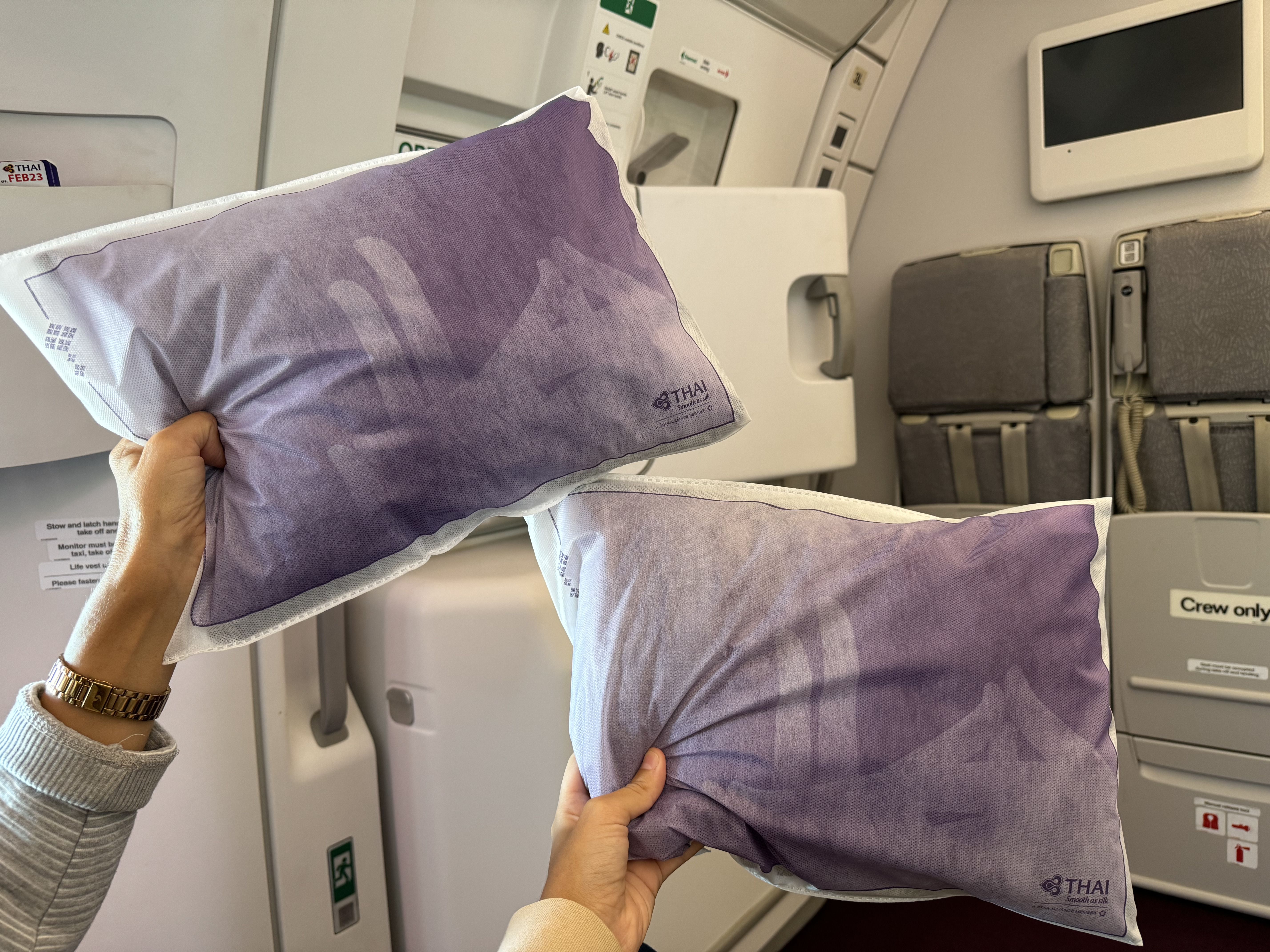 Two Thai Airways pillows.