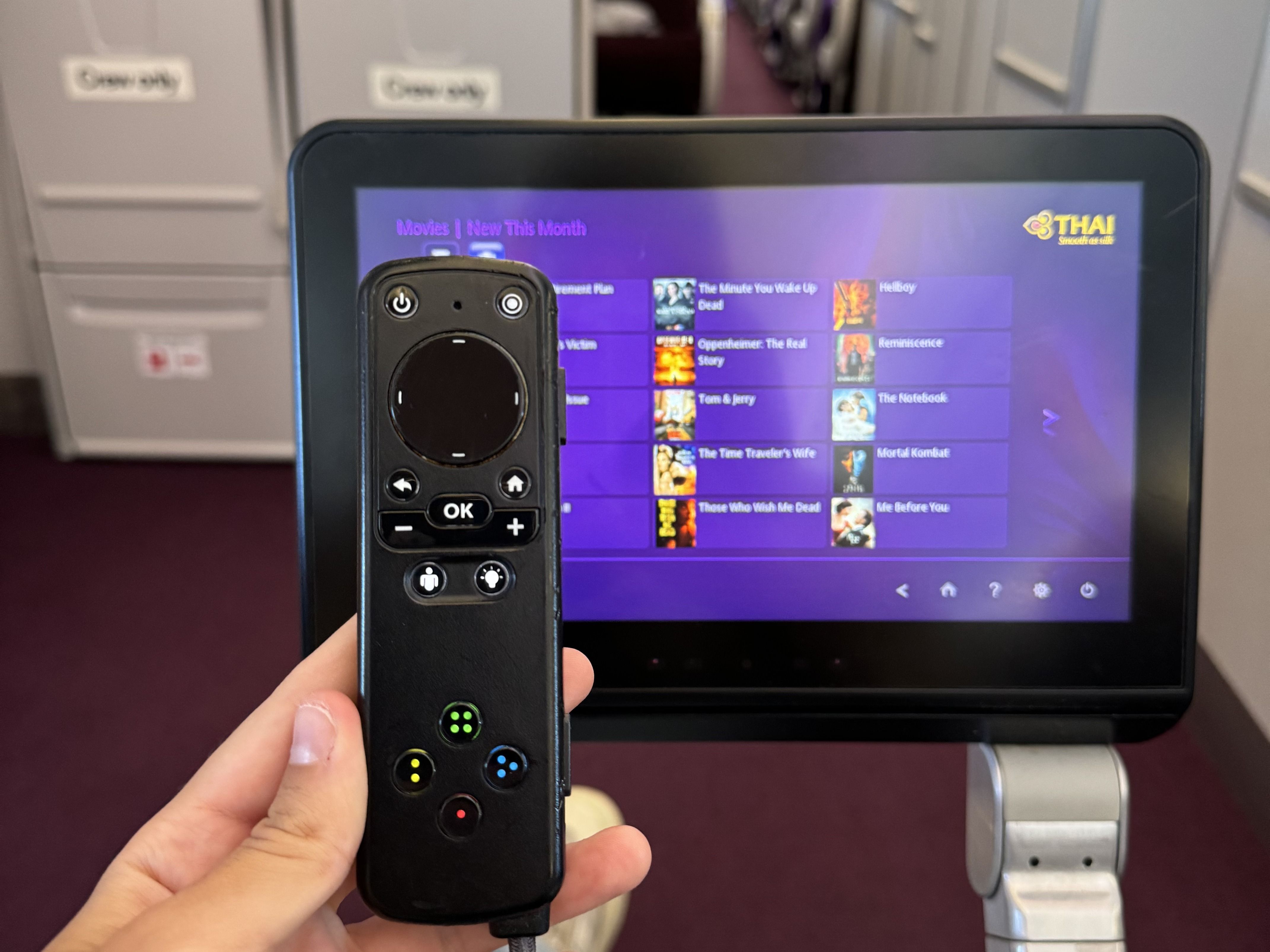 The Thai Airways IFE screen and remote.