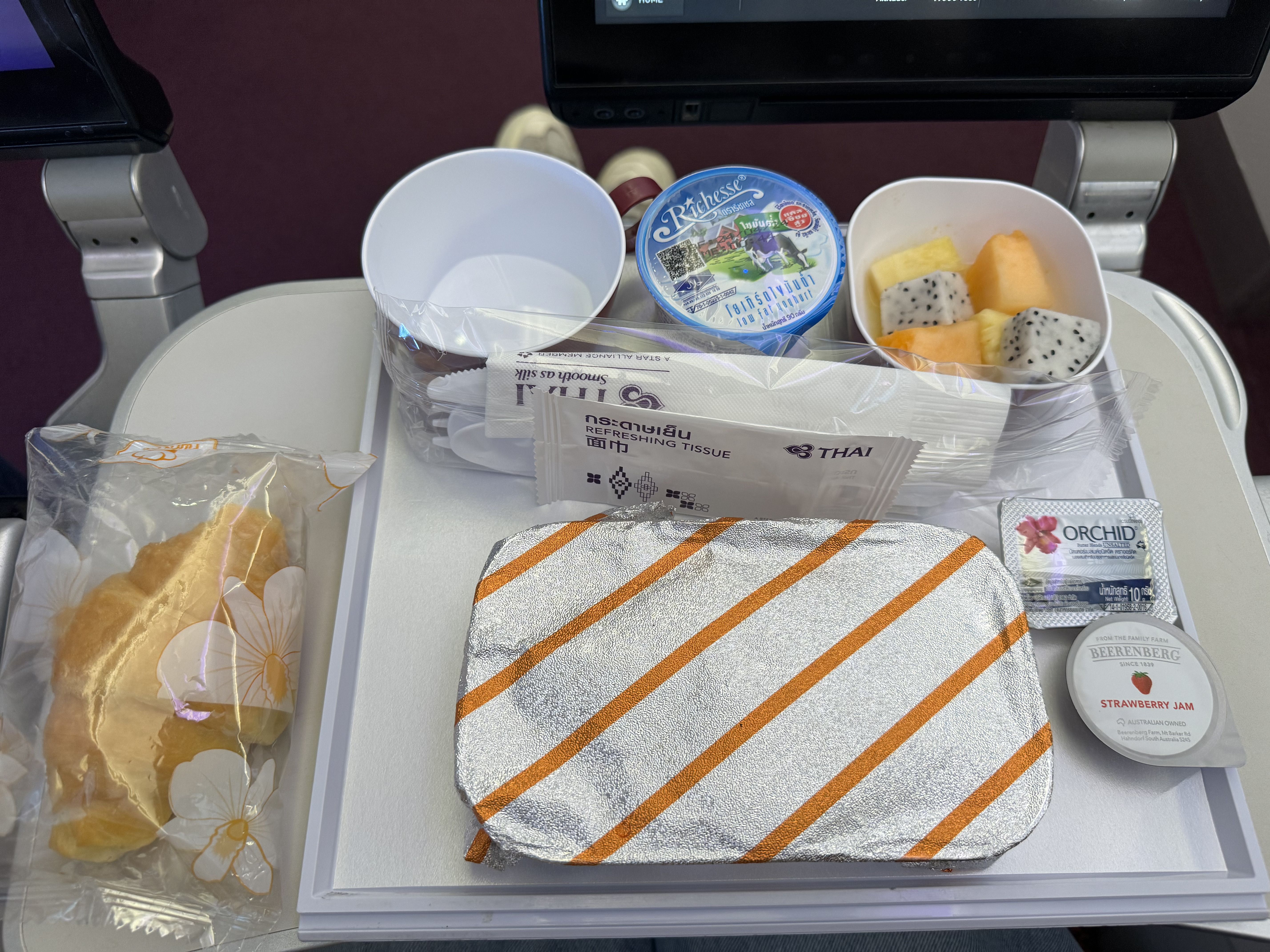 A Thai Airways economy class meal.