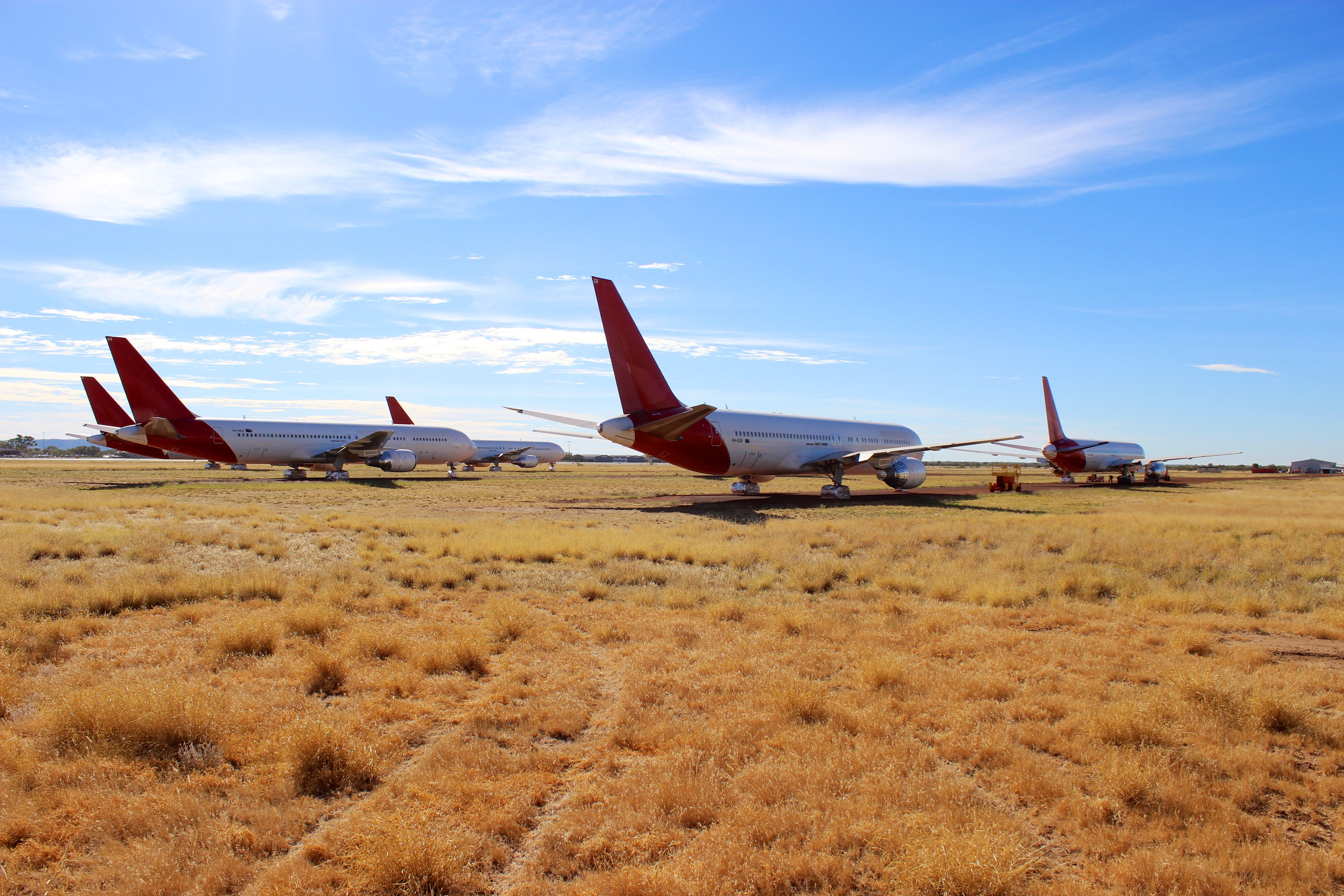 Aircraft in storage at Alice Springs Airport