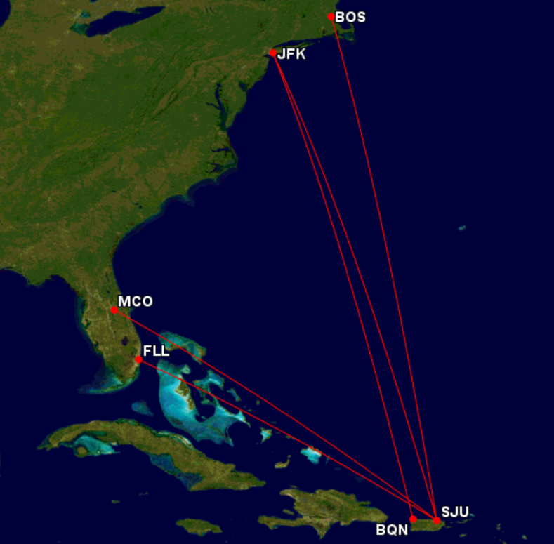 JetBlue Puerto Rico routes top 5