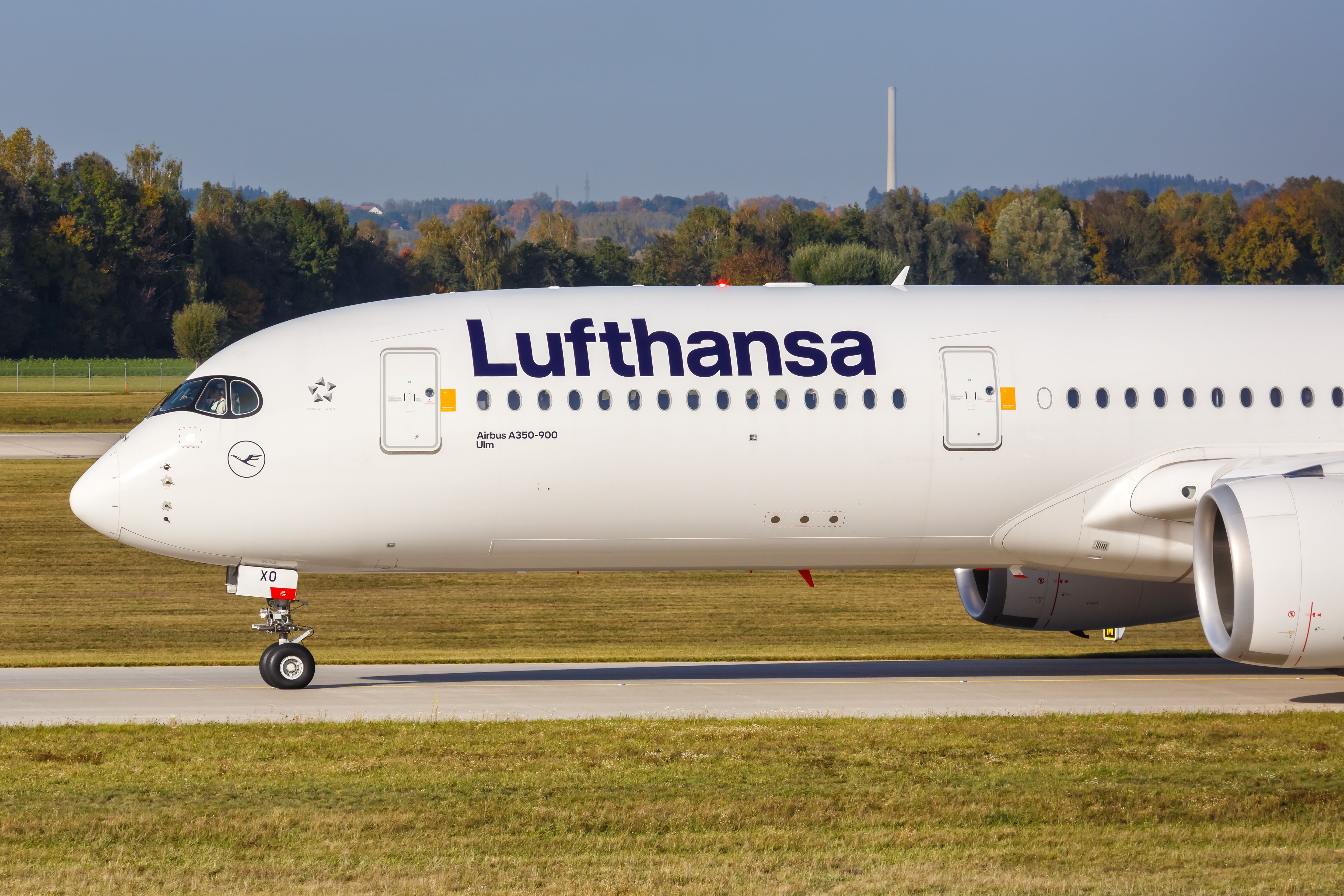 Lufthansa Airbus A350-900 at Munich Airport MUC shutterstock_1841246170