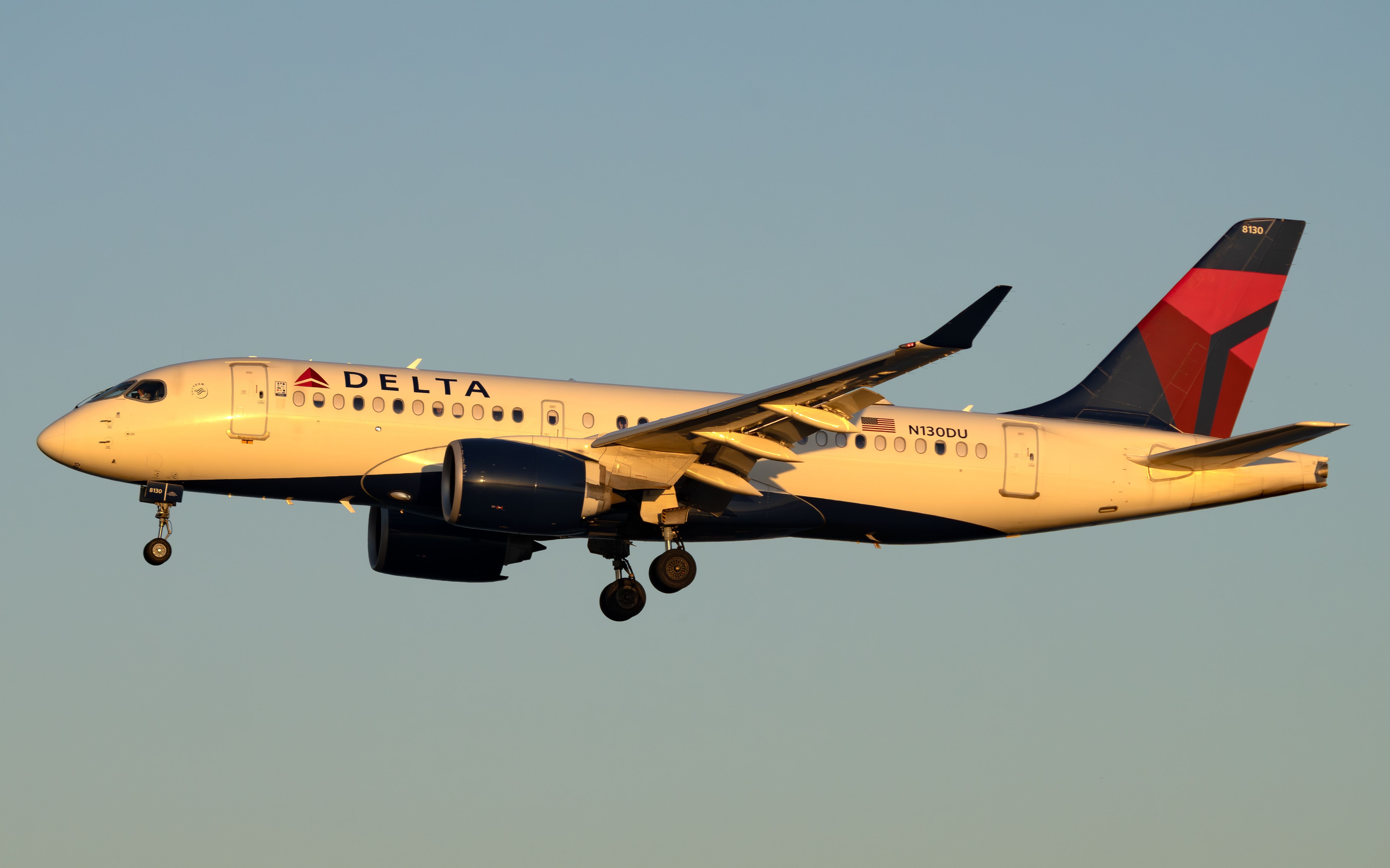 Delta Air Lines Airbus A220-100 Landing In Low Light