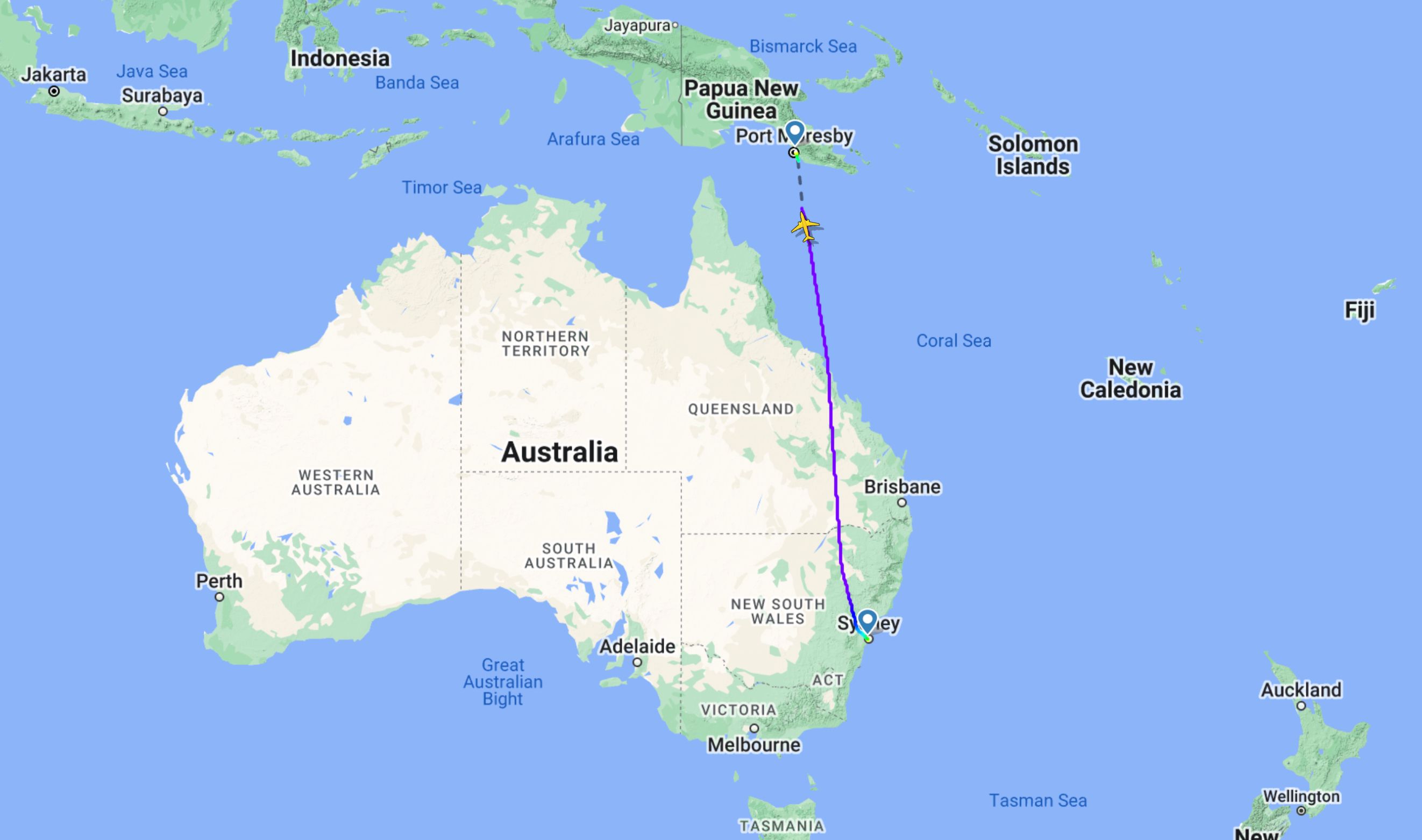 Qantas Sydney Port Moresby QF191