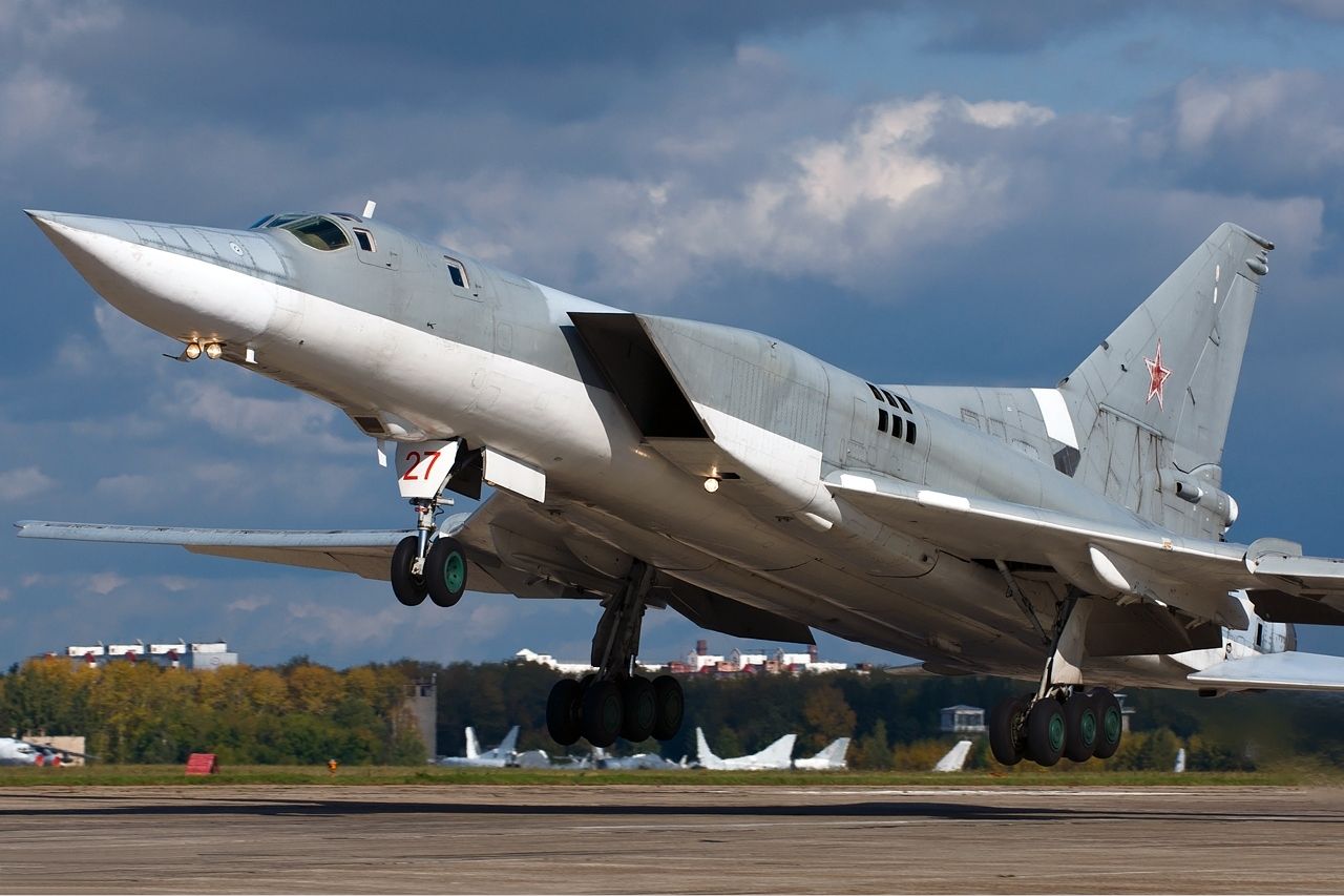 A Russian Air Force Tupolev Tu-22M3 just after taking off.