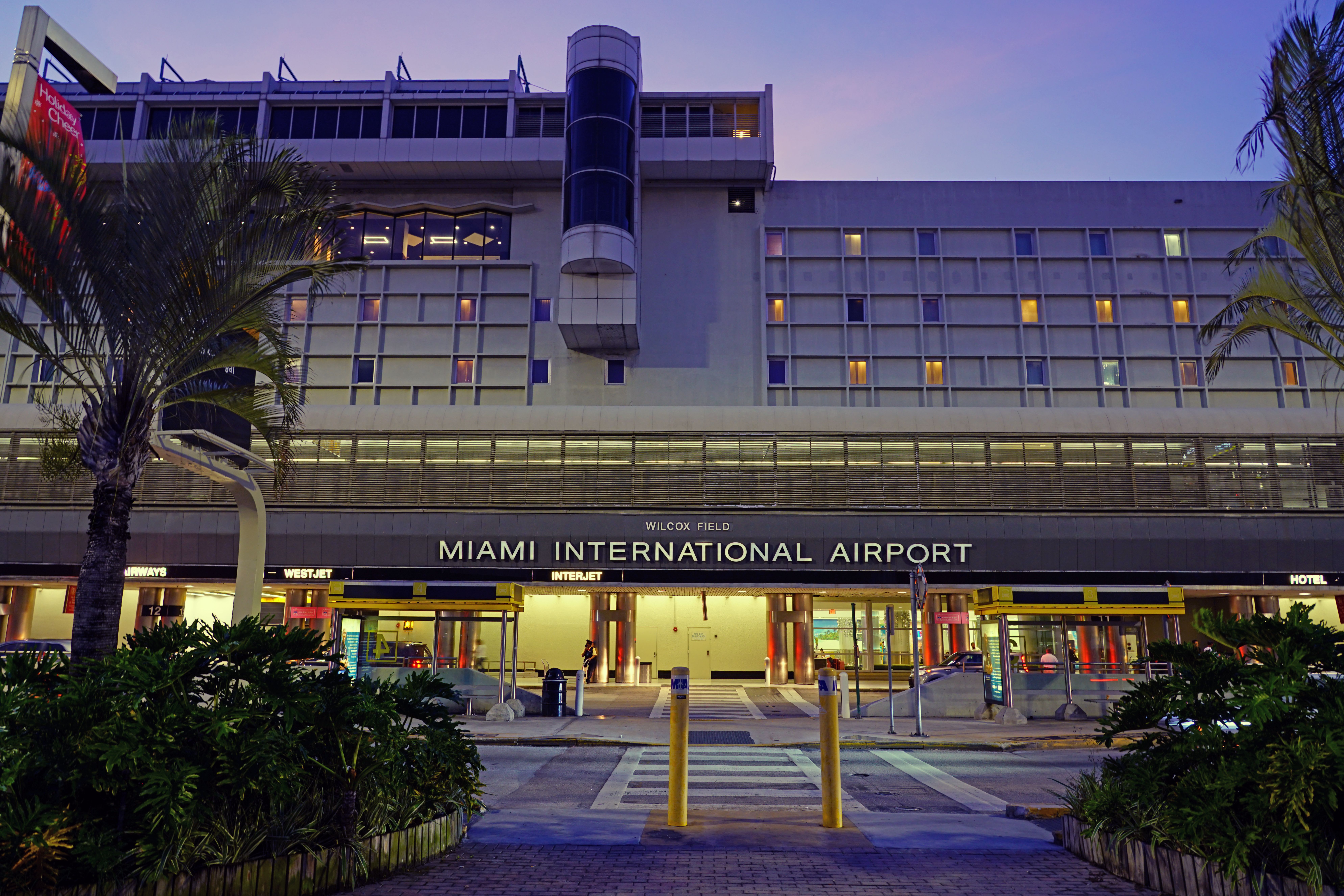The entrance to the main terminal building at Miami International Airport.