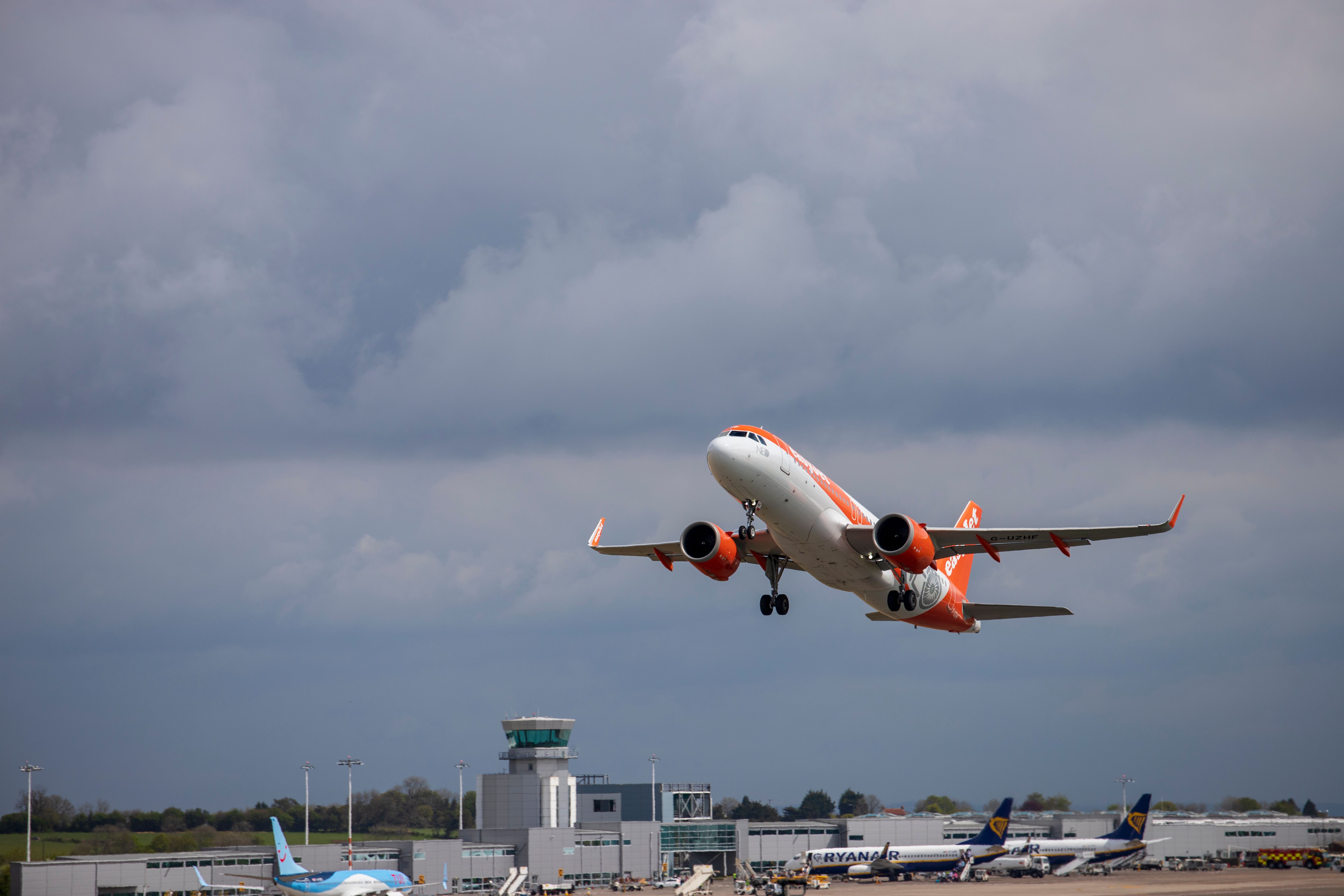 easyJet Airbus A320neo departing from Bristol Airport.
