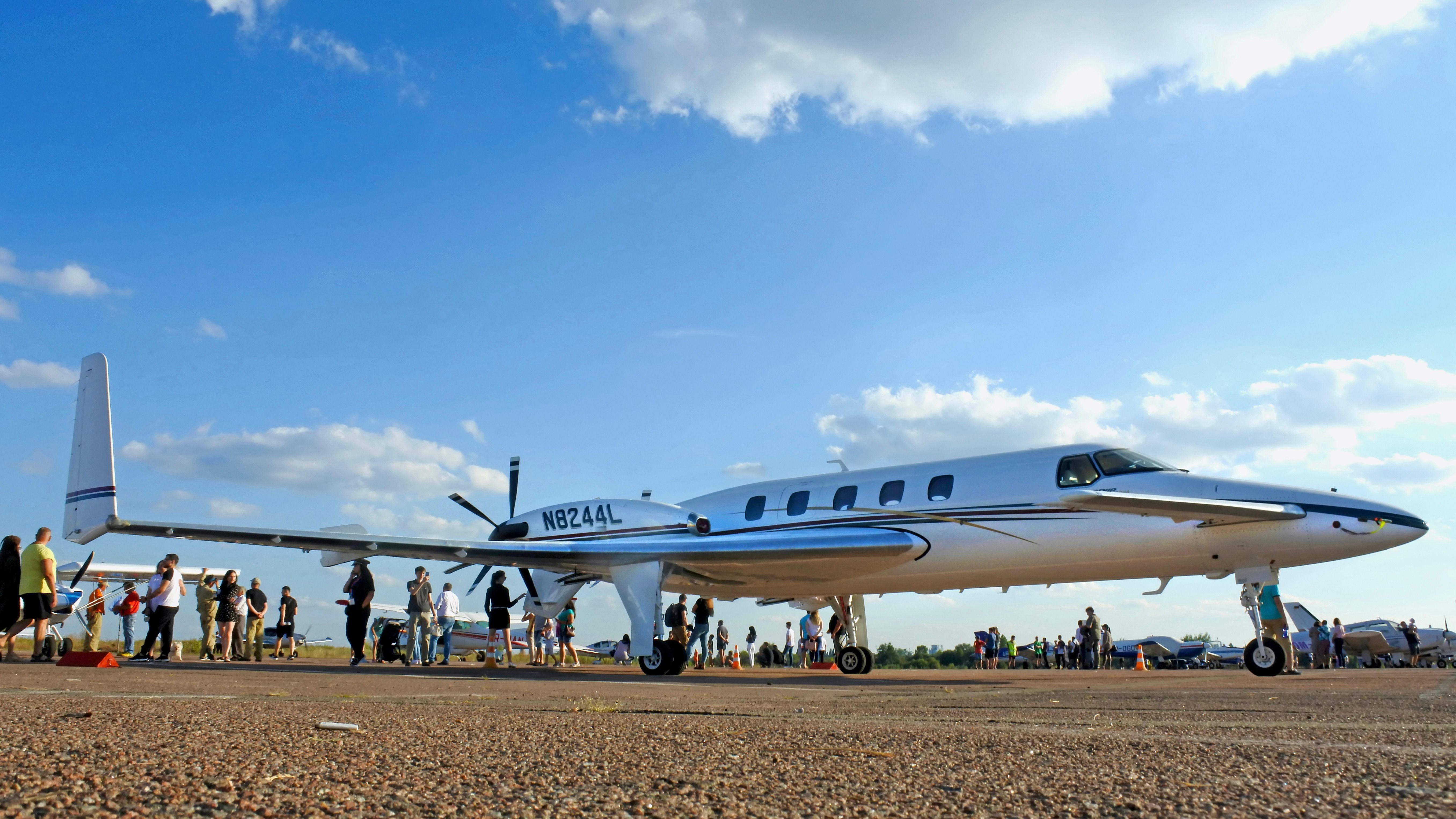 A Beechcraft Starship parked on an airport apron.