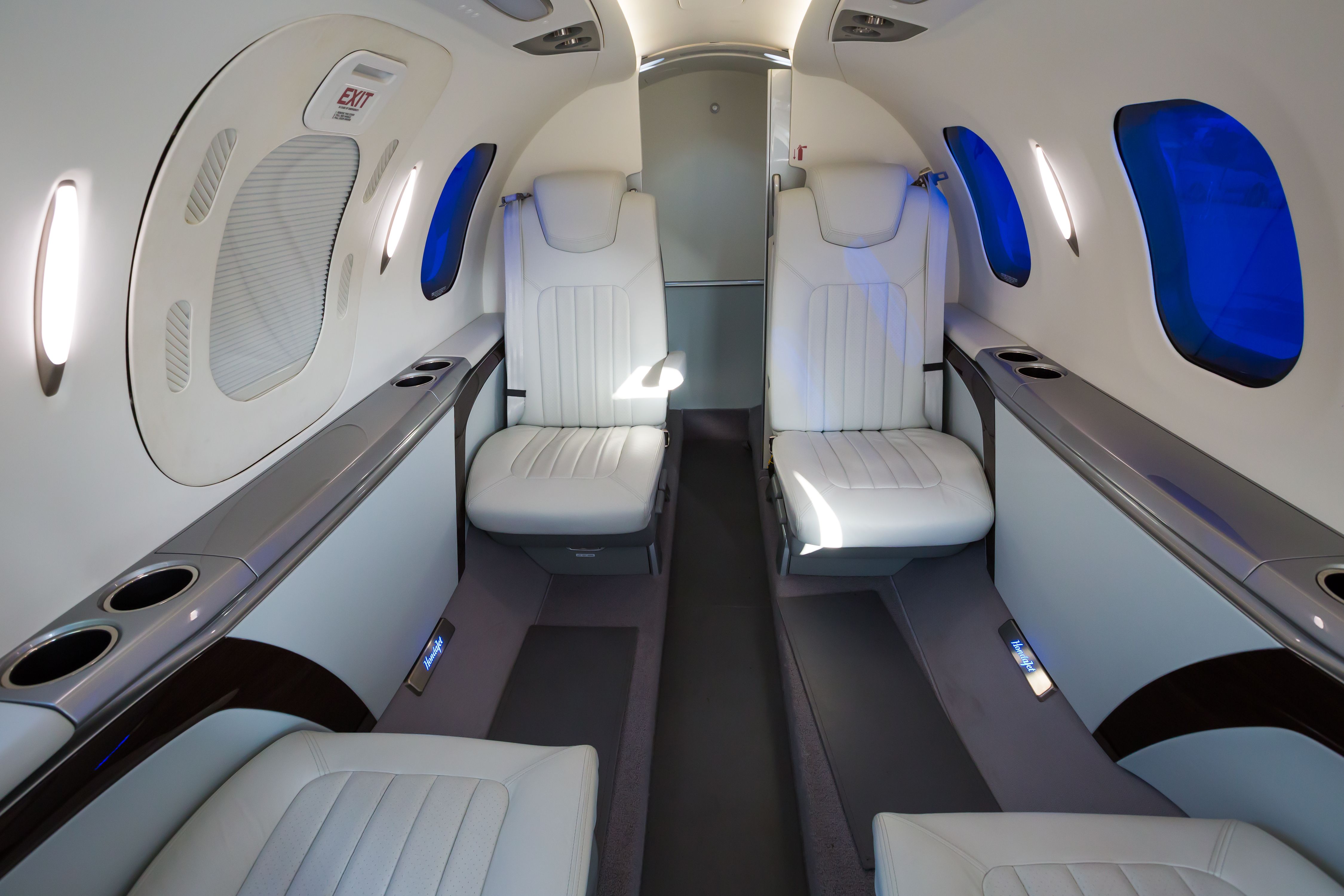 Inside the main cabin of a HondaJet.