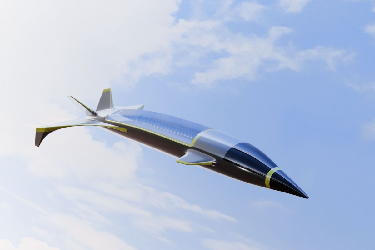 Artist rendering of Hypersonic Jet aircraft in sky