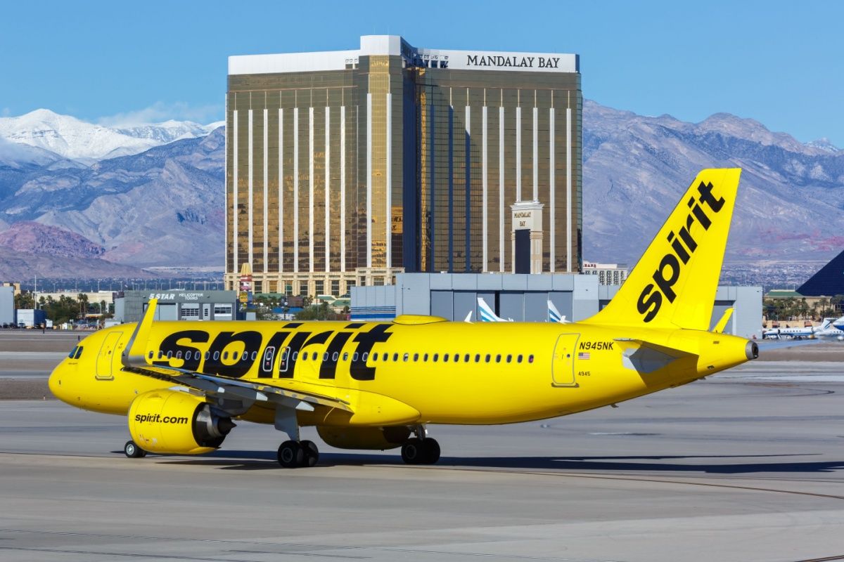  Spirit Airbus A320neo airplane at Las Vegas airport