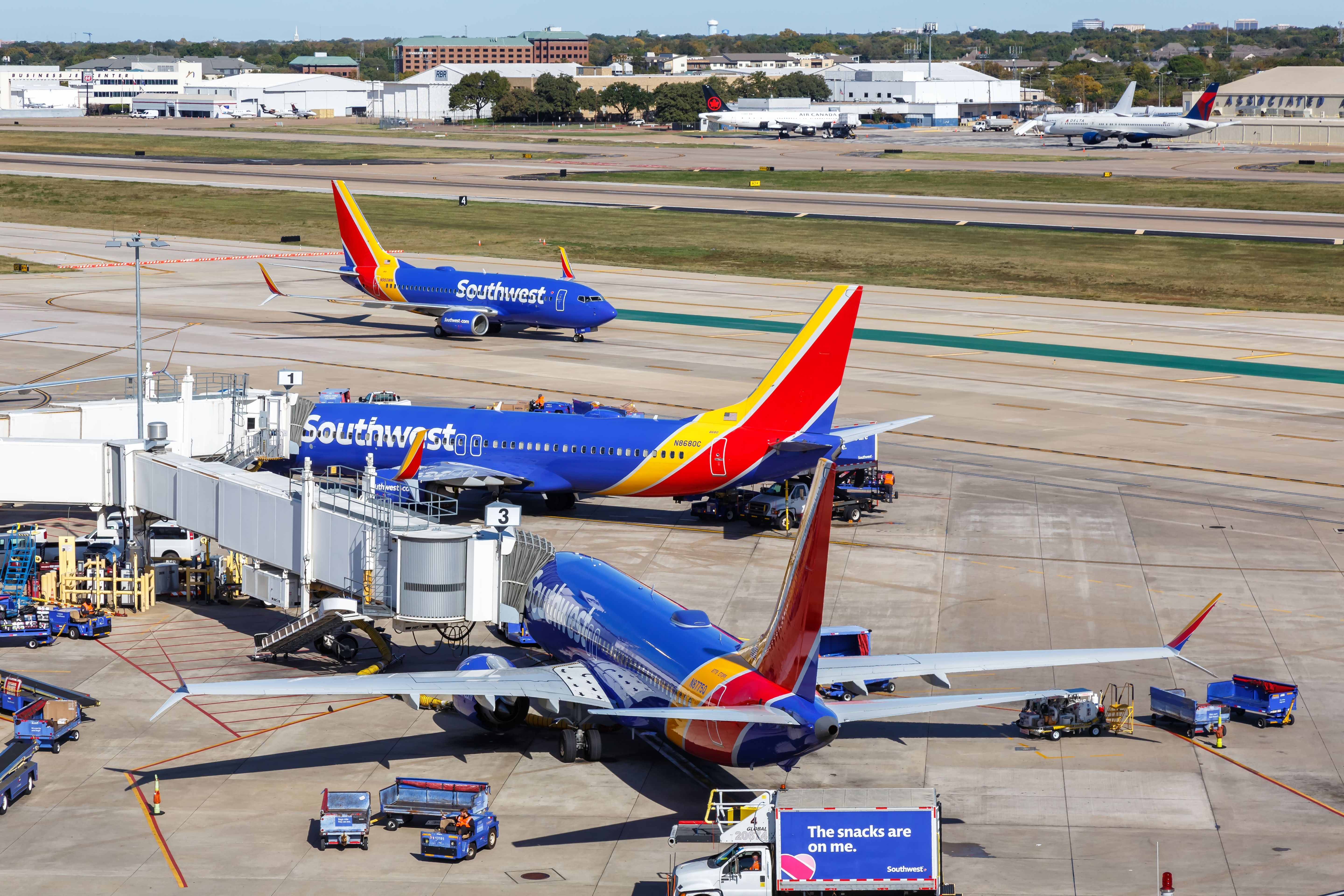 Southwest Airlines aircraft at Dallas Love Field.