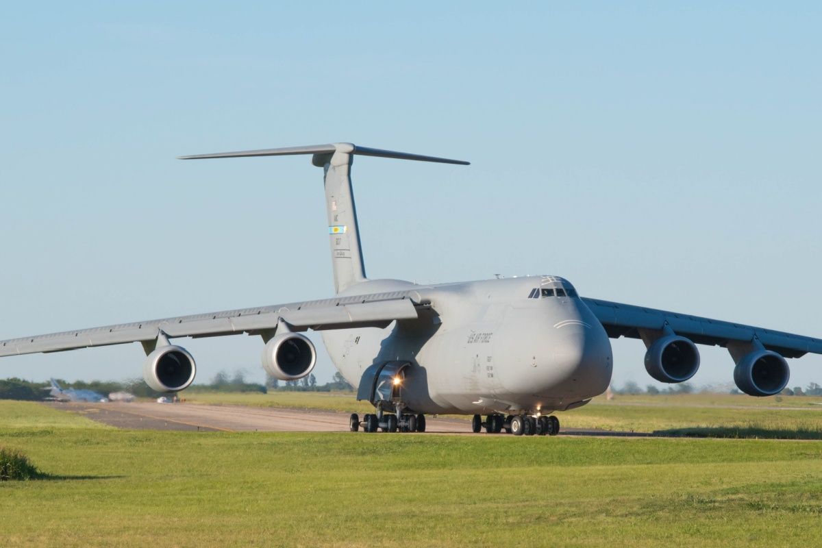 Lockheed C-5 Galaxy military logistics transport plane taxiing