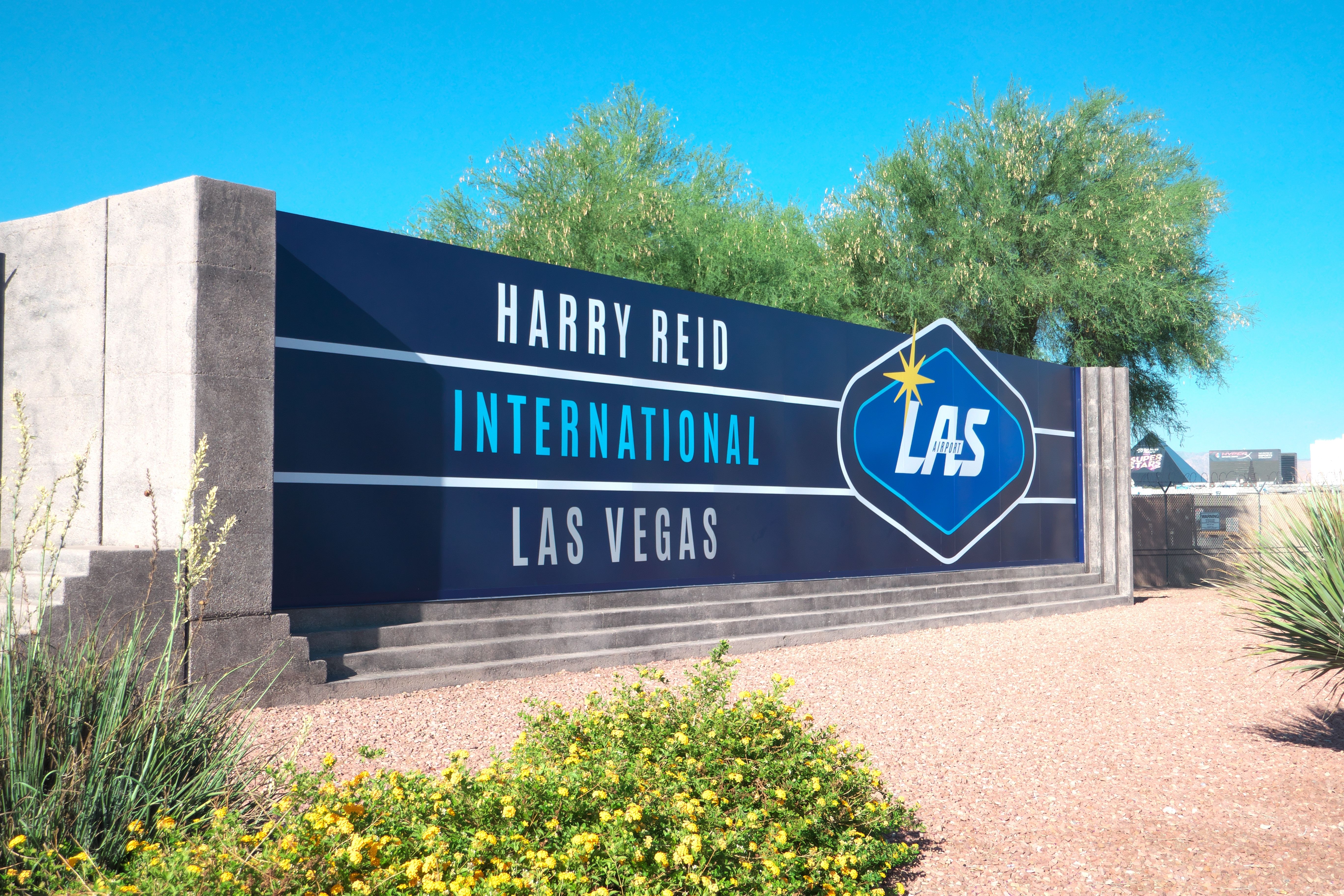 The sign for Harry Reid International Airport.