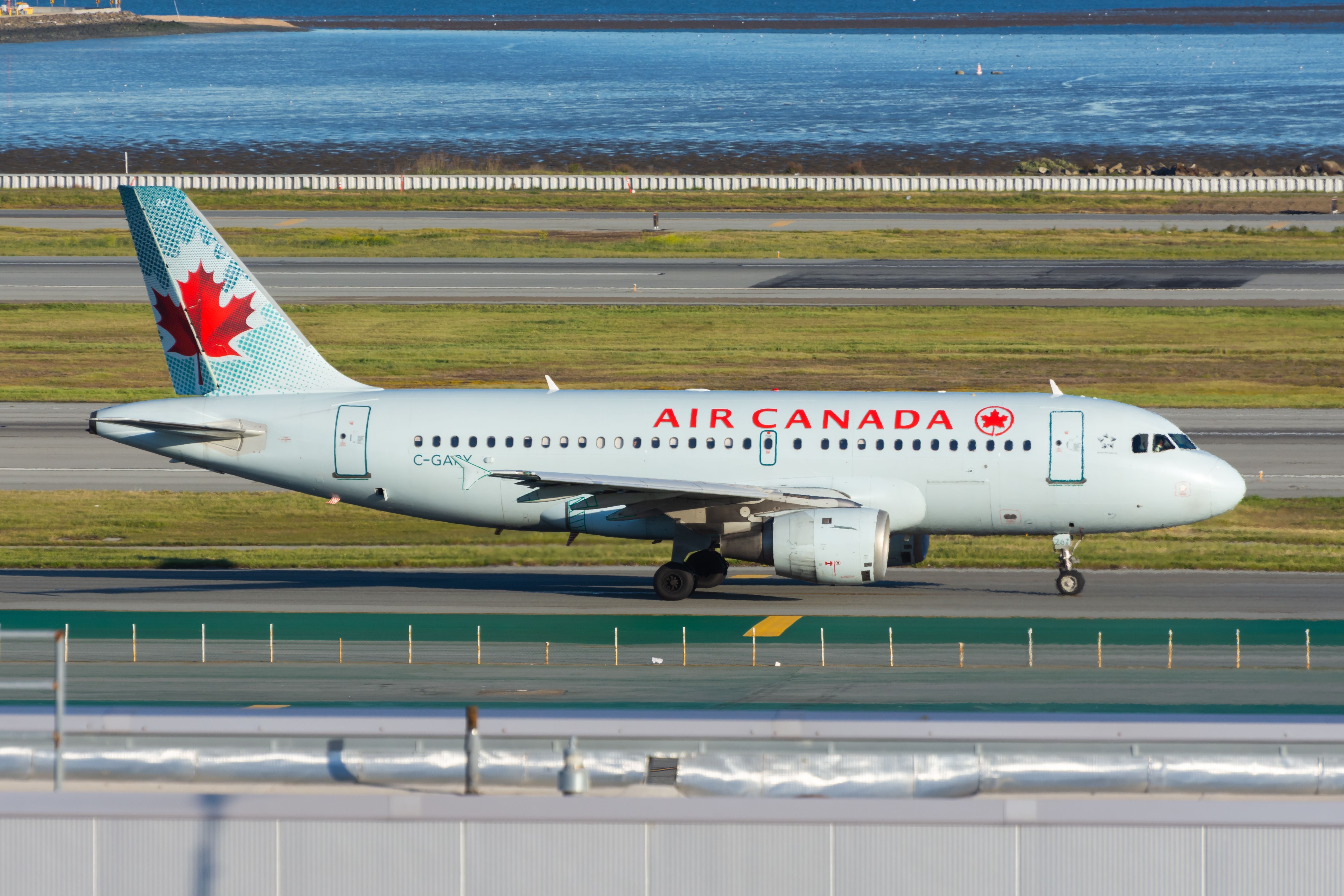 An Air Canada Airbus A319 on the apron in San Francisco.