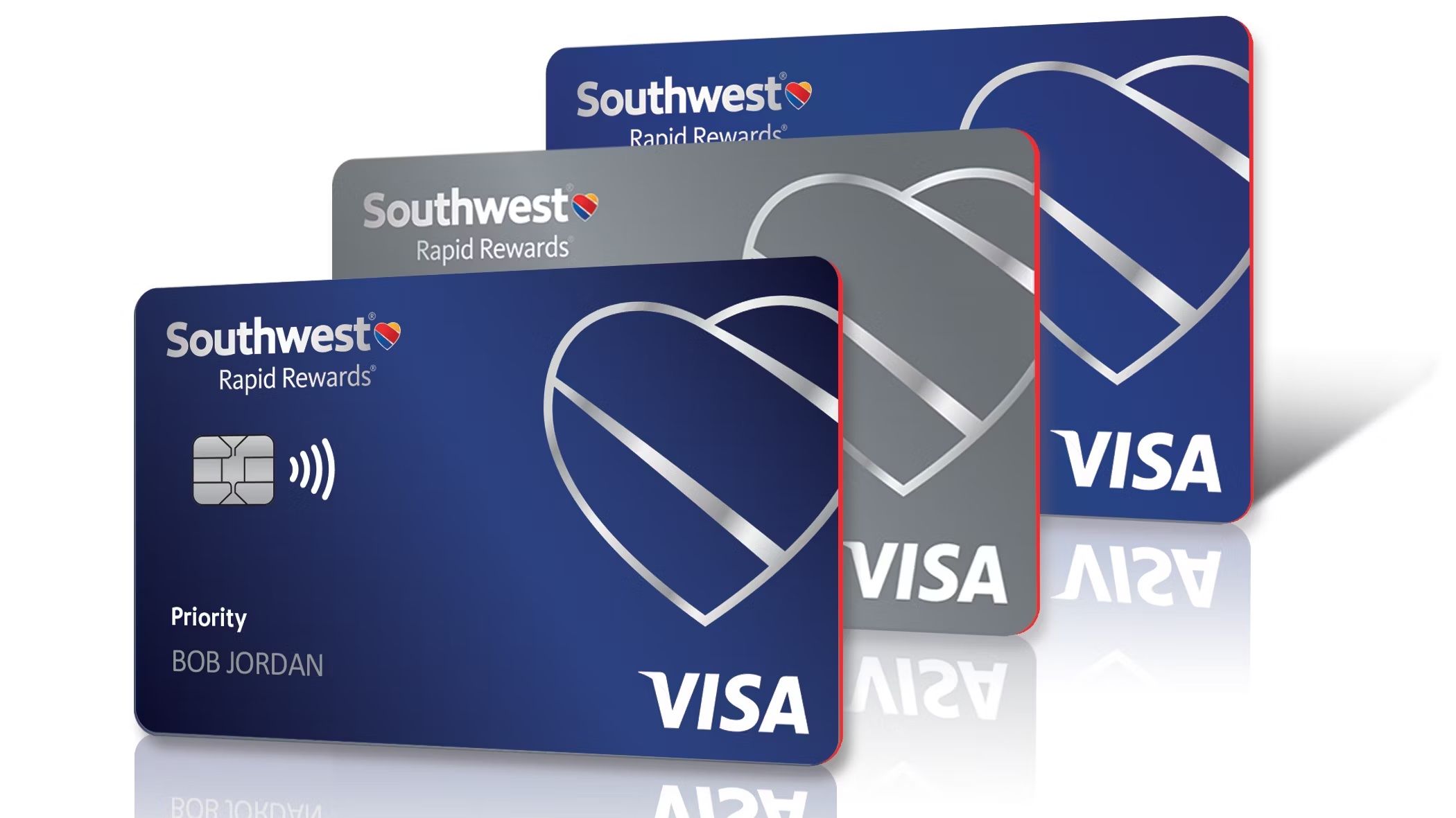 Three Southwest Airlines Rapid Rewards credit cards.