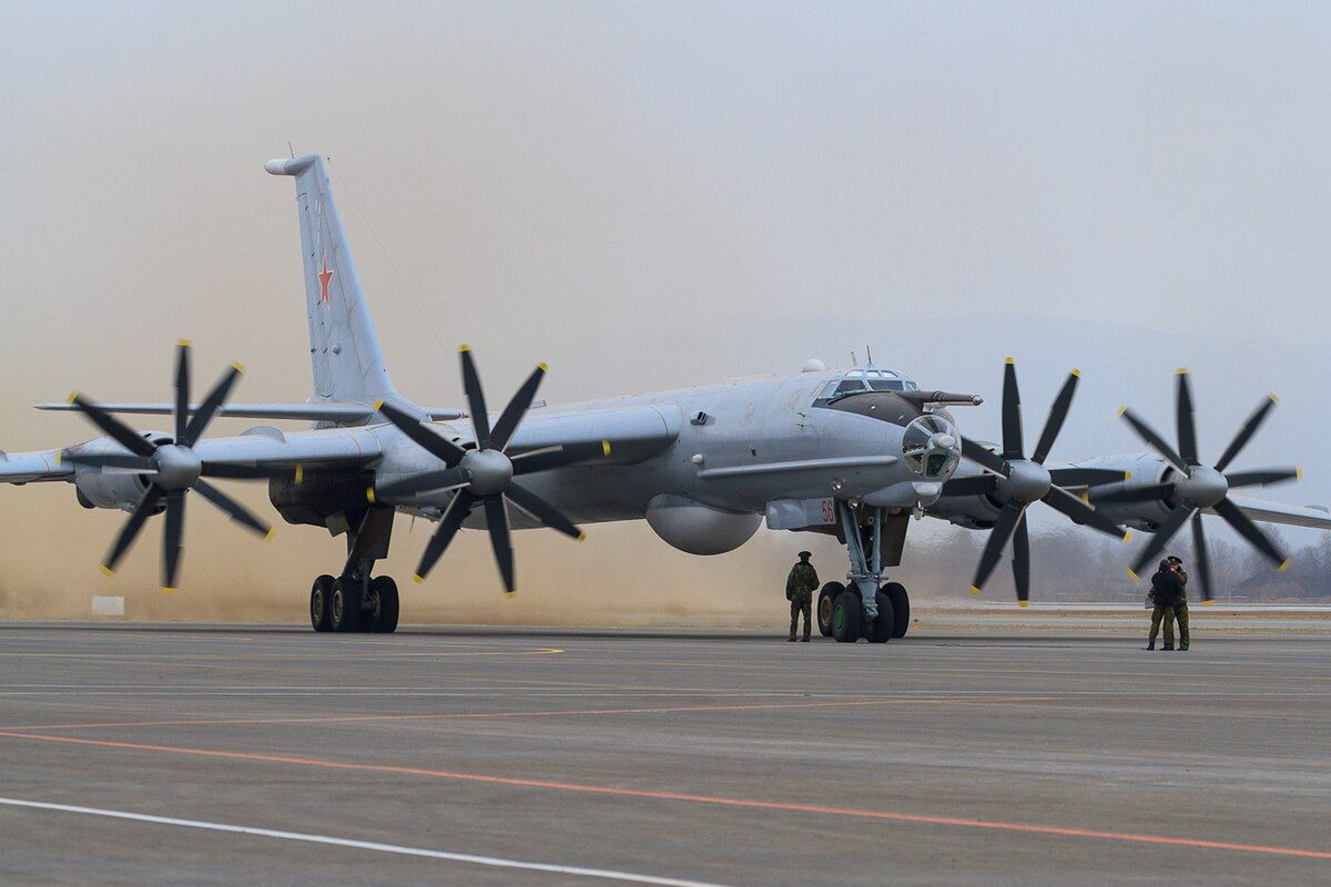 A Tupolev Tu-95 about to take off.