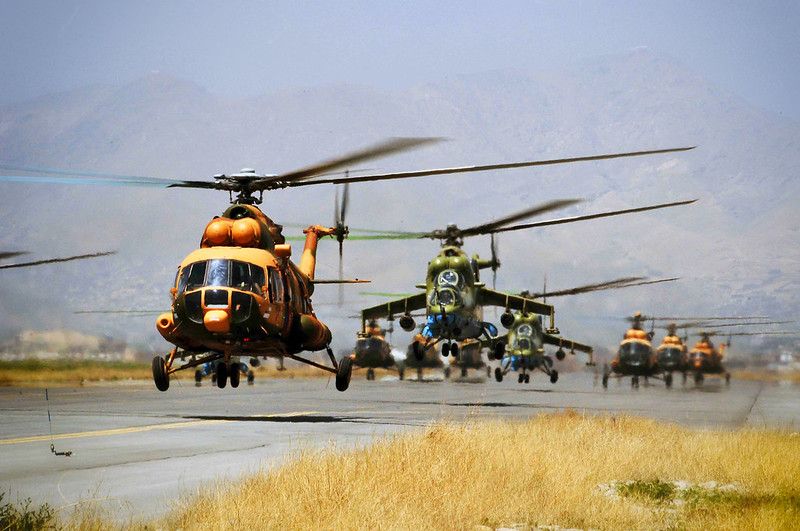 Afghan Air Force Mi-17 and Mi-35 helicopters