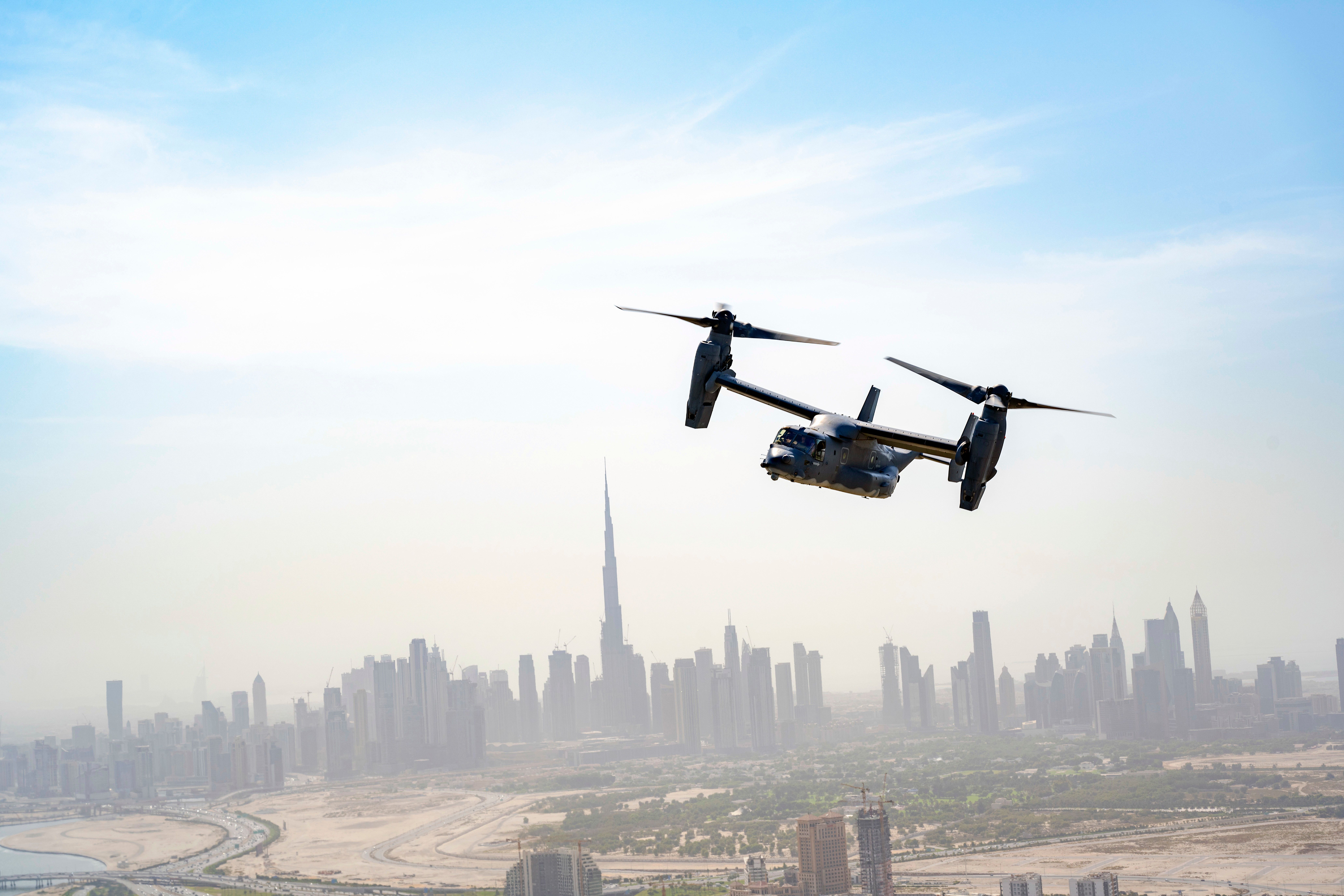 V-22 Osprey flying over Dubai
