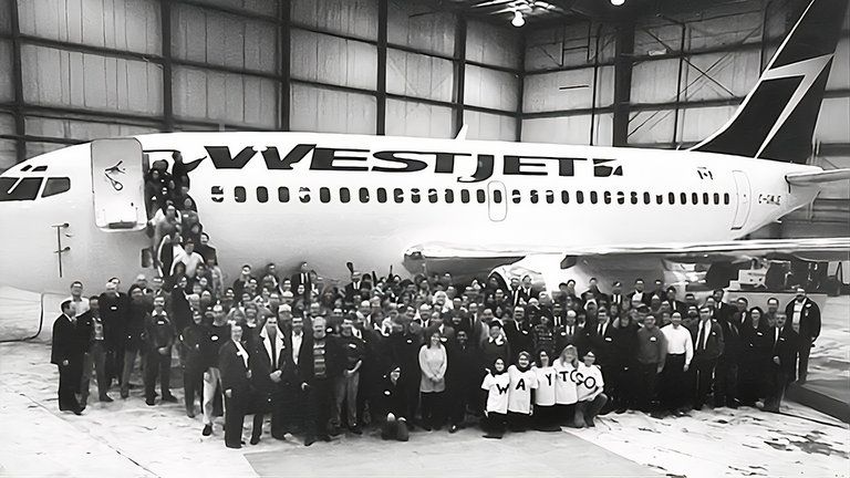 WestJet Airlines first flight 1996.