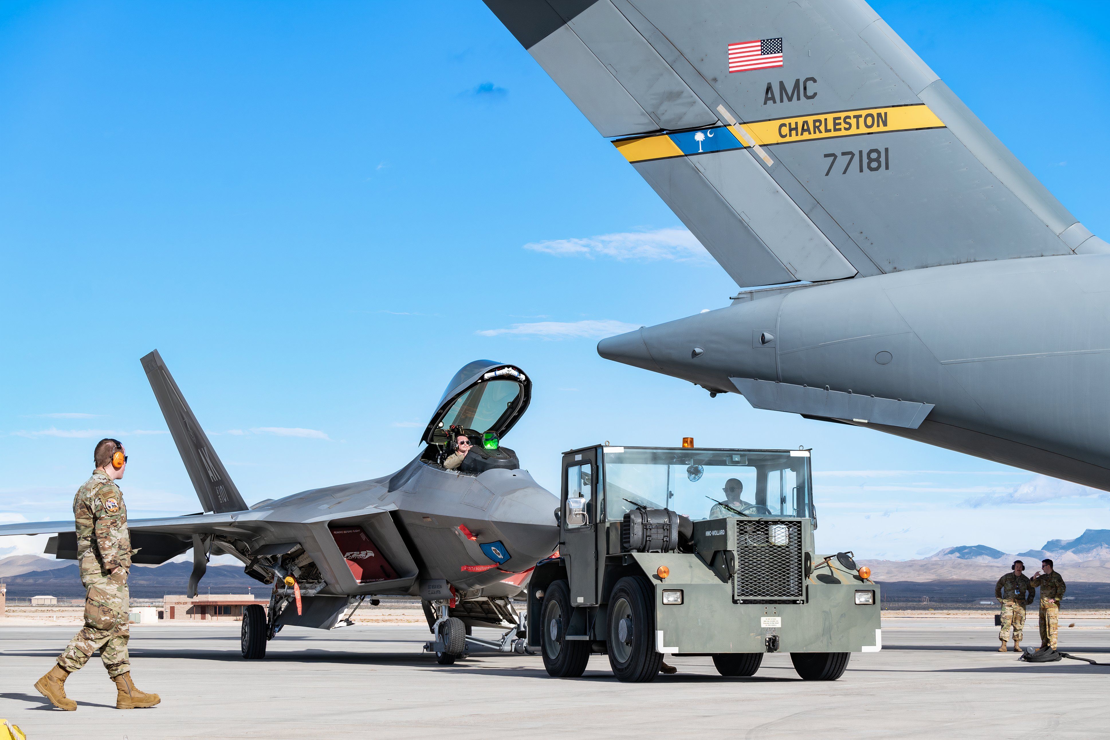 USAF F22 being towed