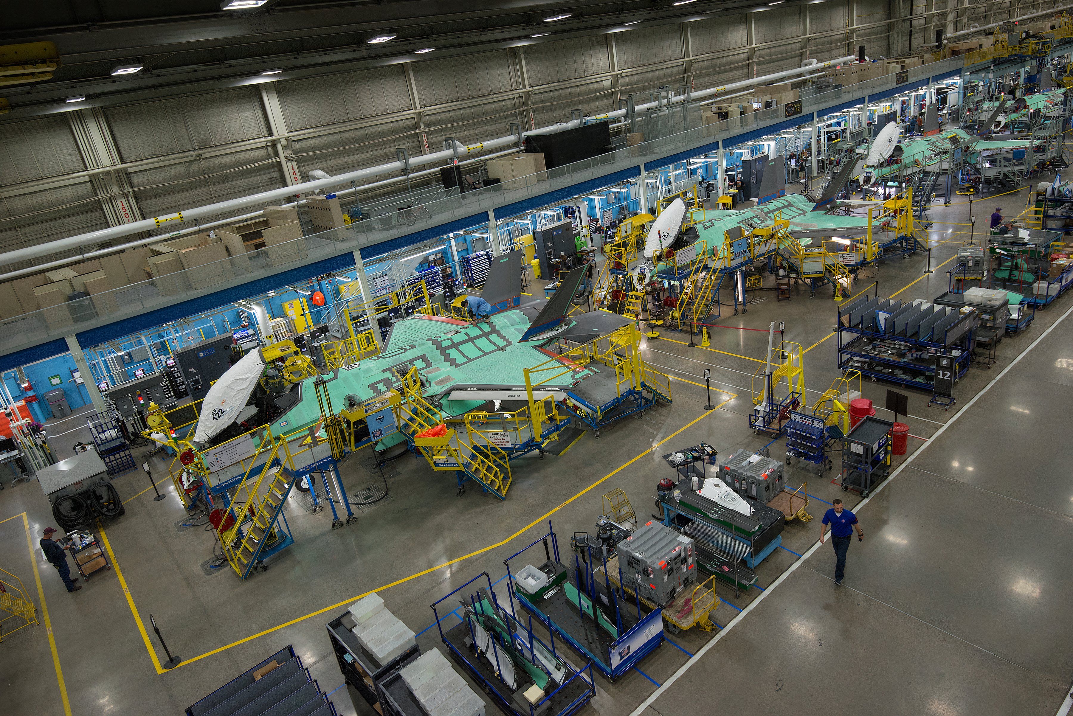 F-35 Factory with F-35s Moving Right to Left