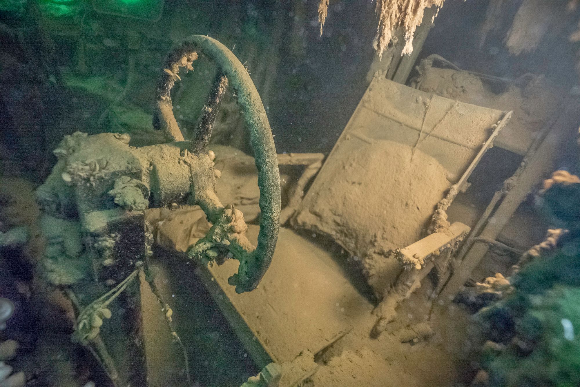 Cockpit of sunken B-29 in Lake Mead