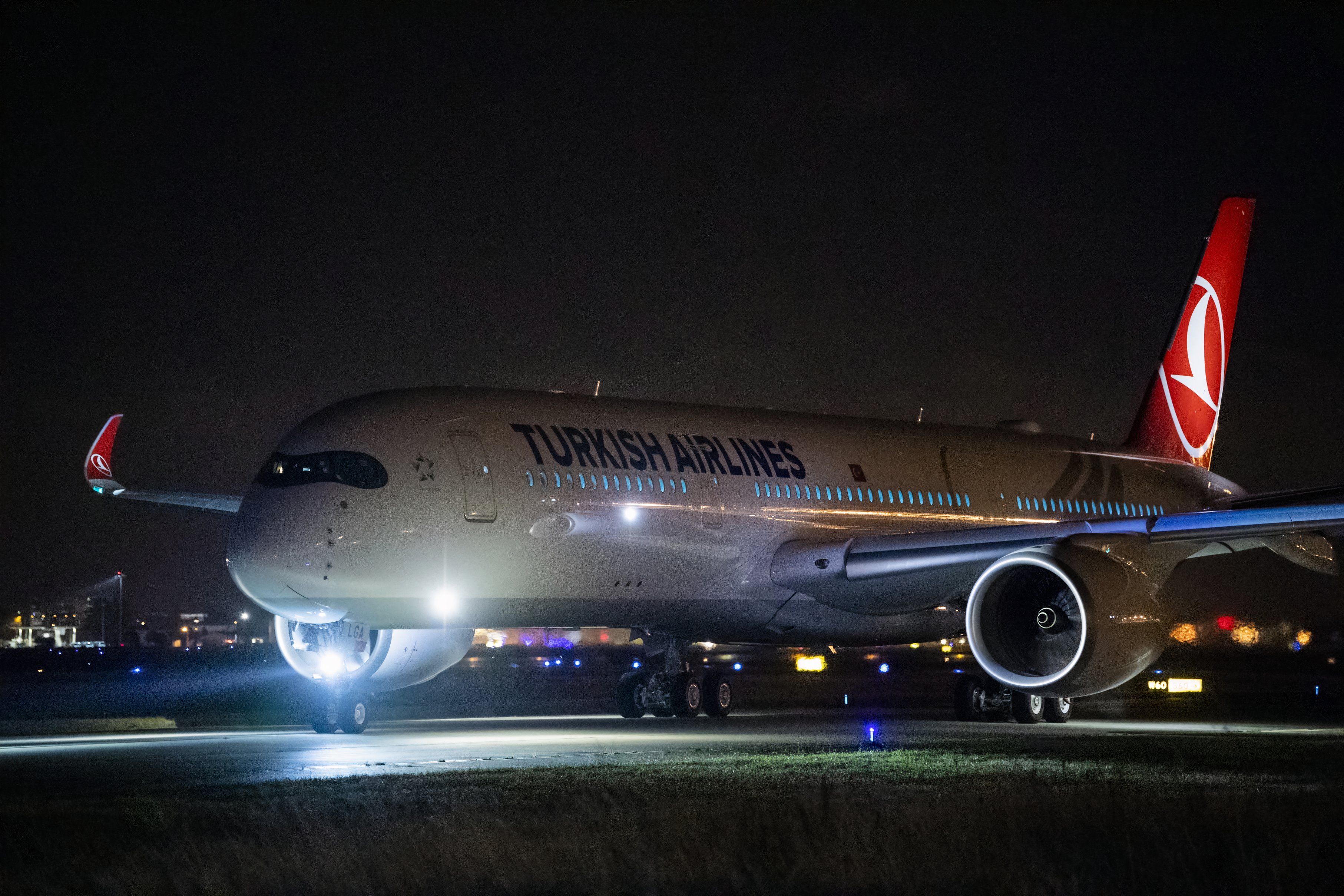 Turkish Airlines Airbus A350 Taxiing At Night