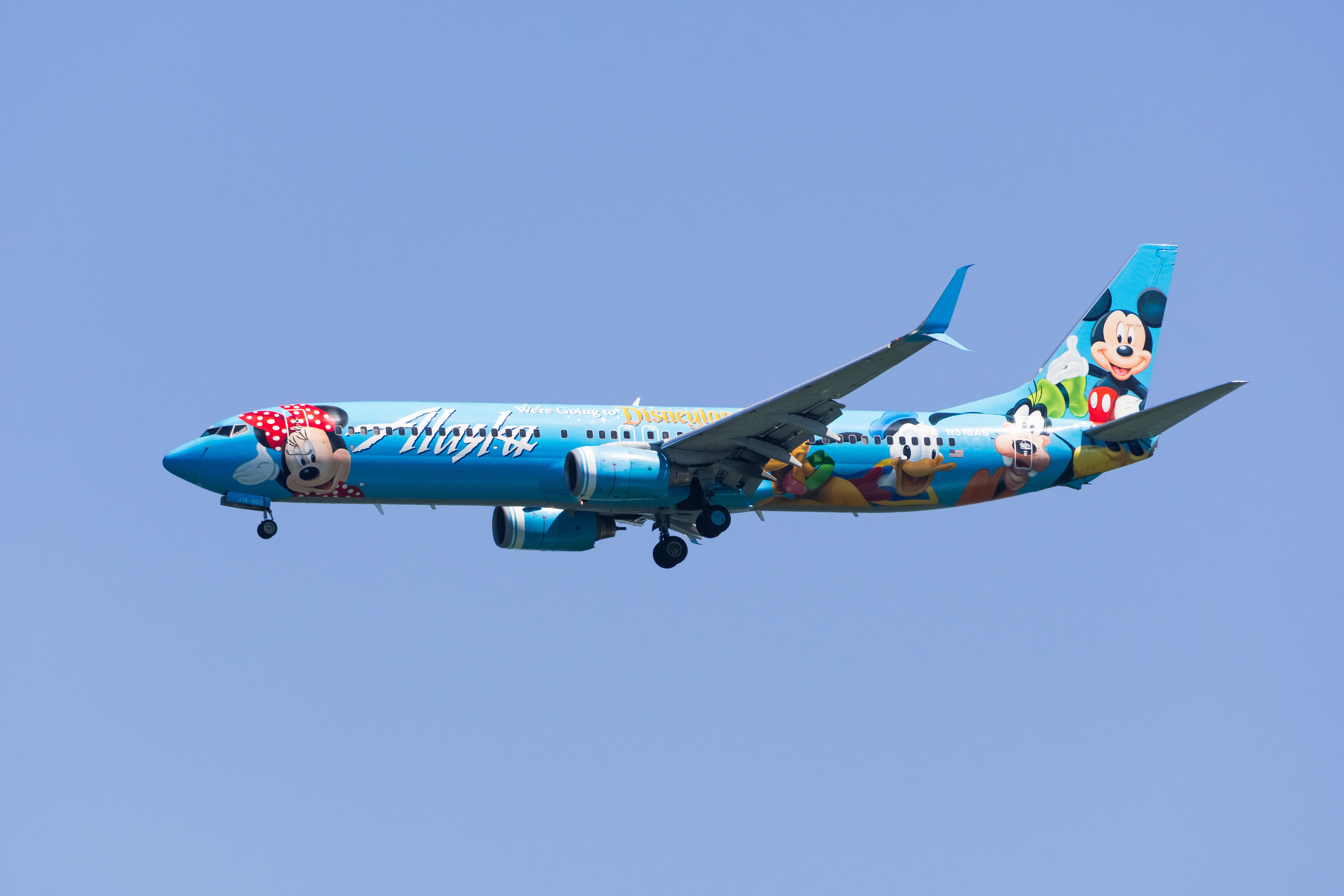 Alaska Airlines Boeing 737 with the Disneyland livery shutterstock_1492797707