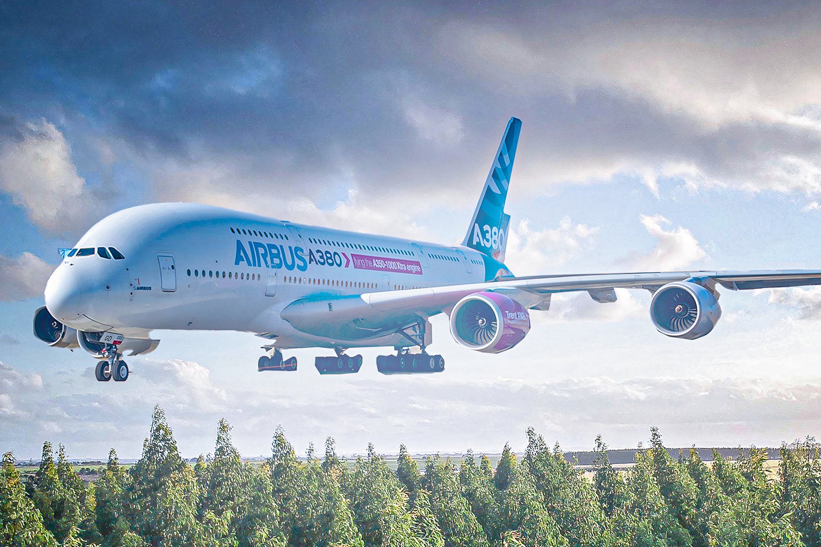 An Airbus A380 landing