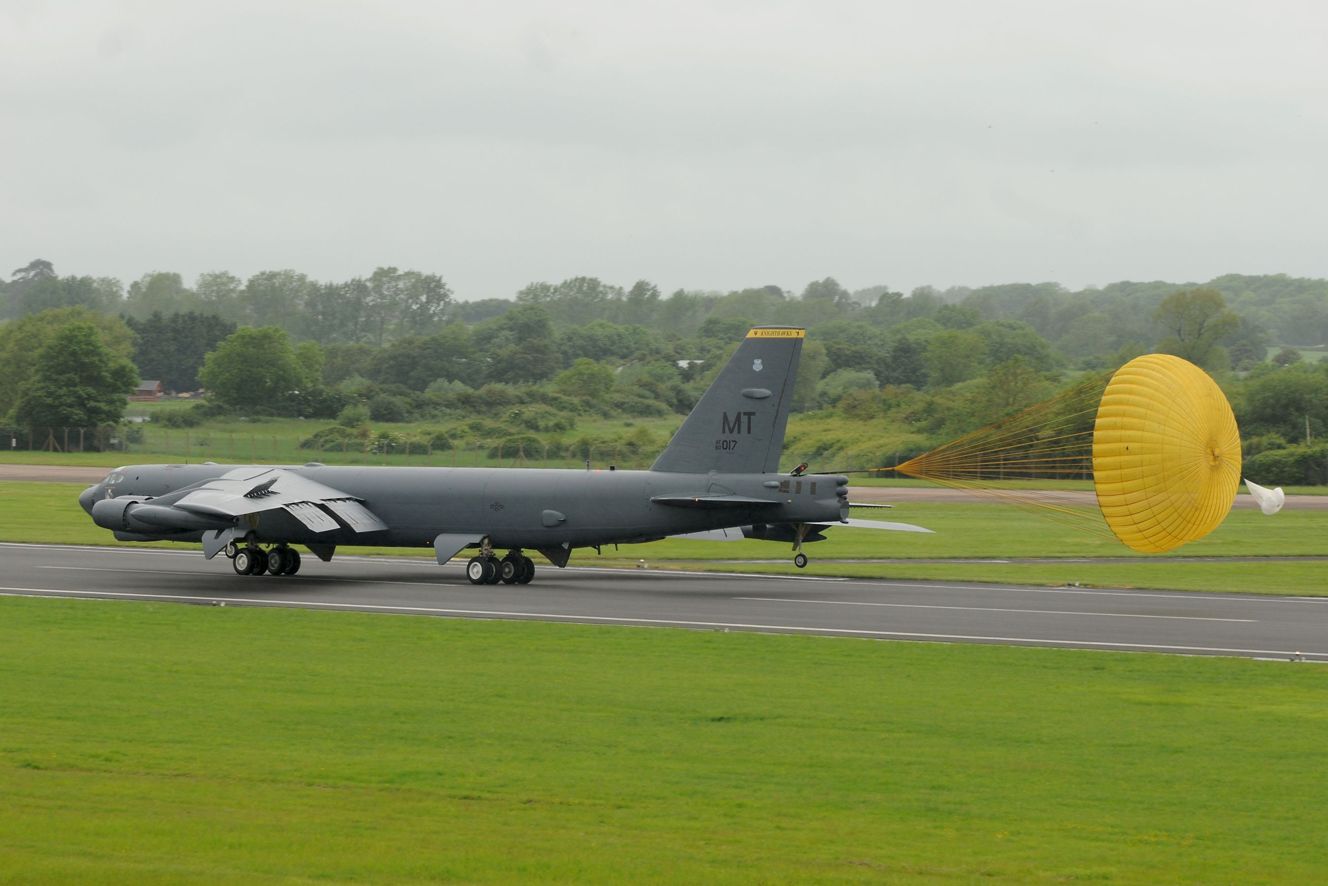 B-52 lands at Lakenheath AB, England