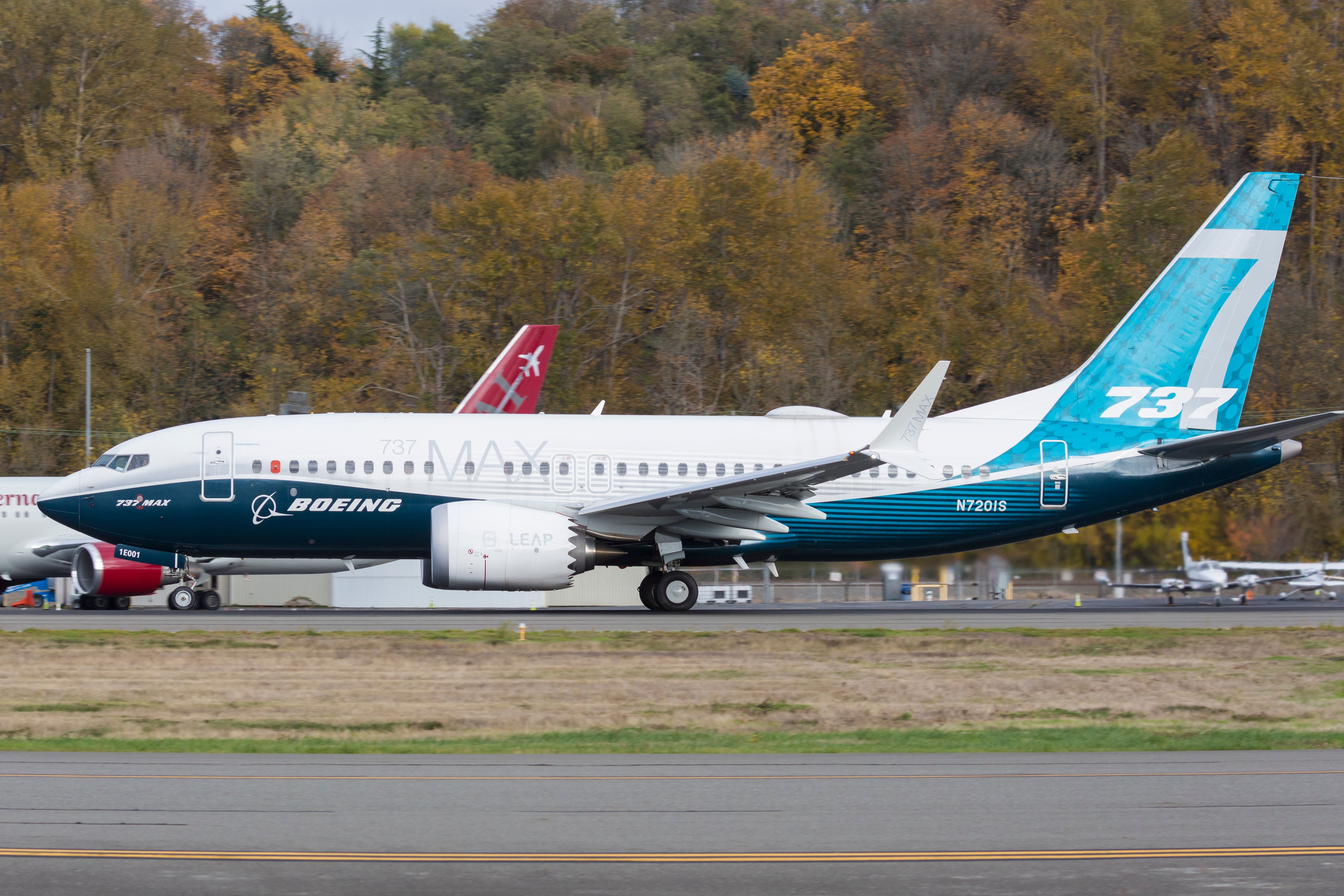 Boeing 737 MAX 7 on the ground at Renton, Washington shutterstock_1854534472