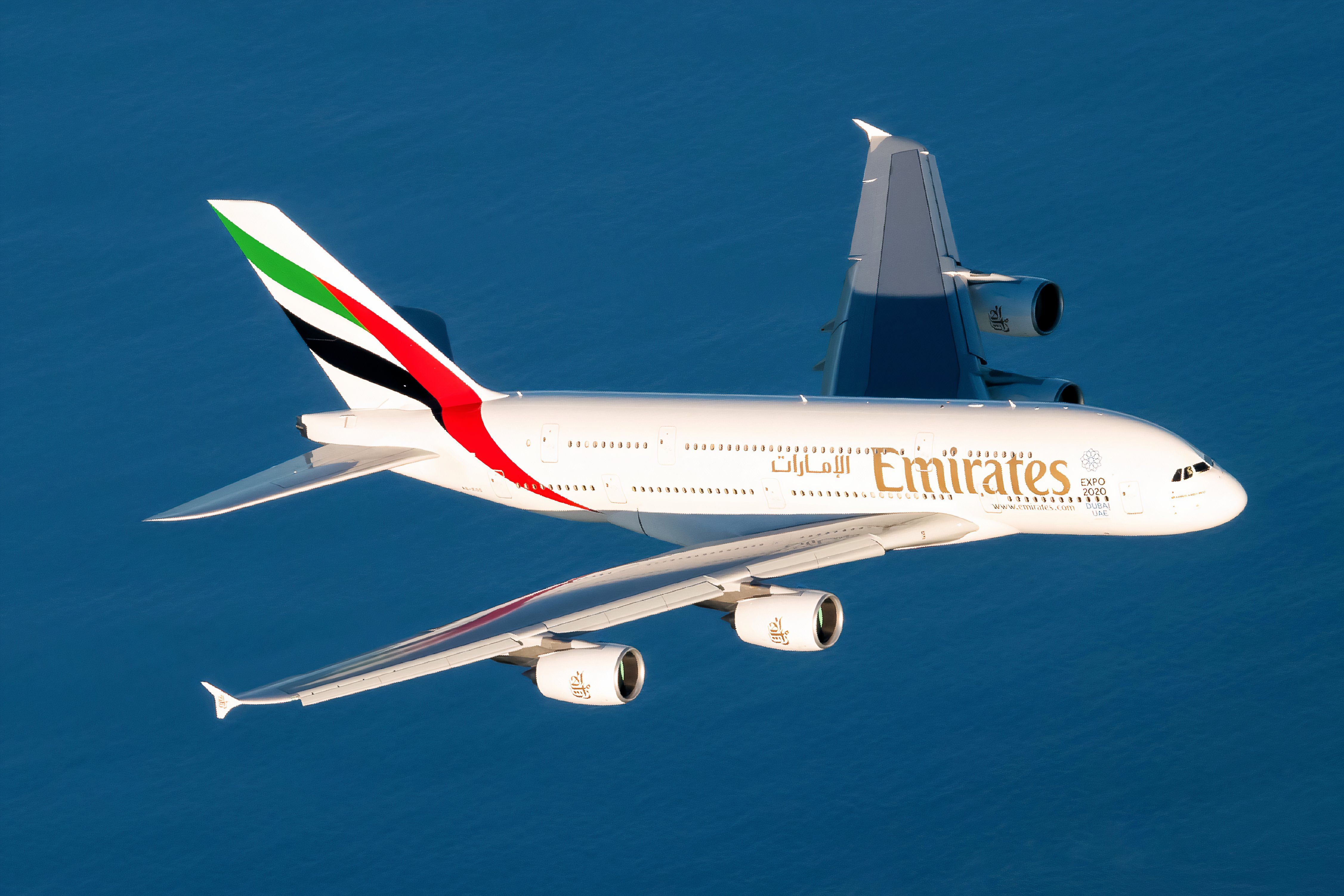 Emirates Airbus A380 flying