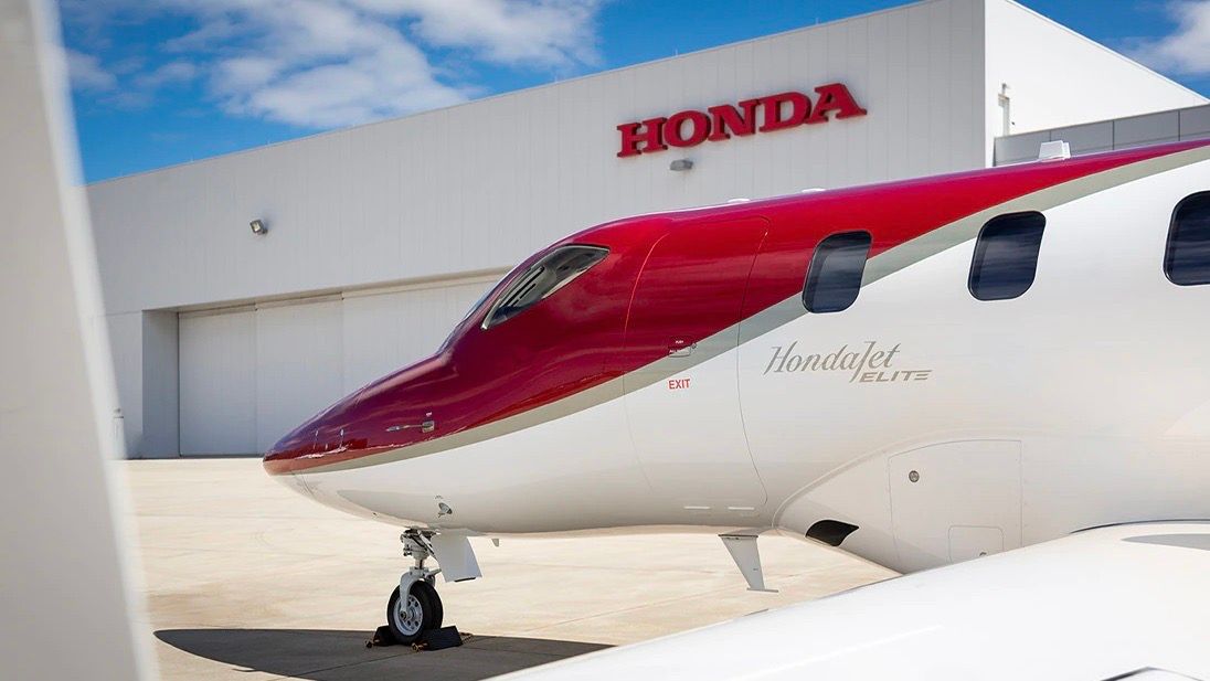 HondaJet aircraft and hangar