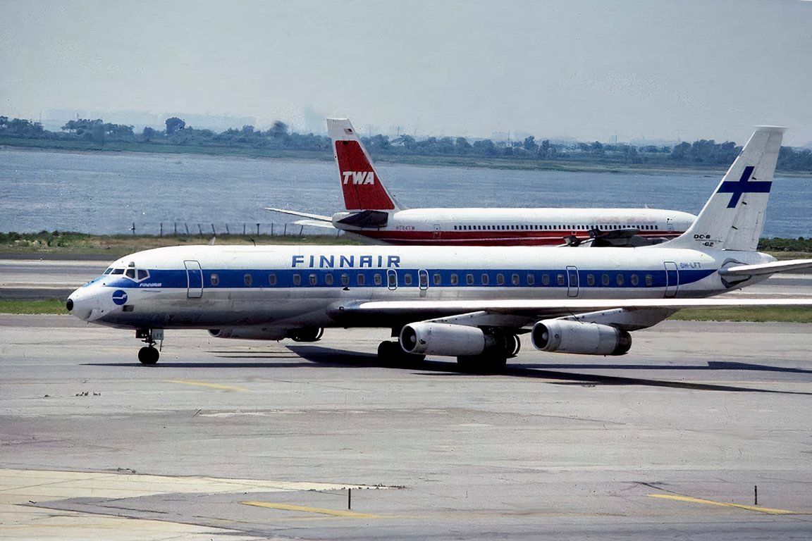 A Douglas DC-8-62CF aircraft (OH-LFT) of Finnair at John F. Kennedy International Airport (JFK) in New York