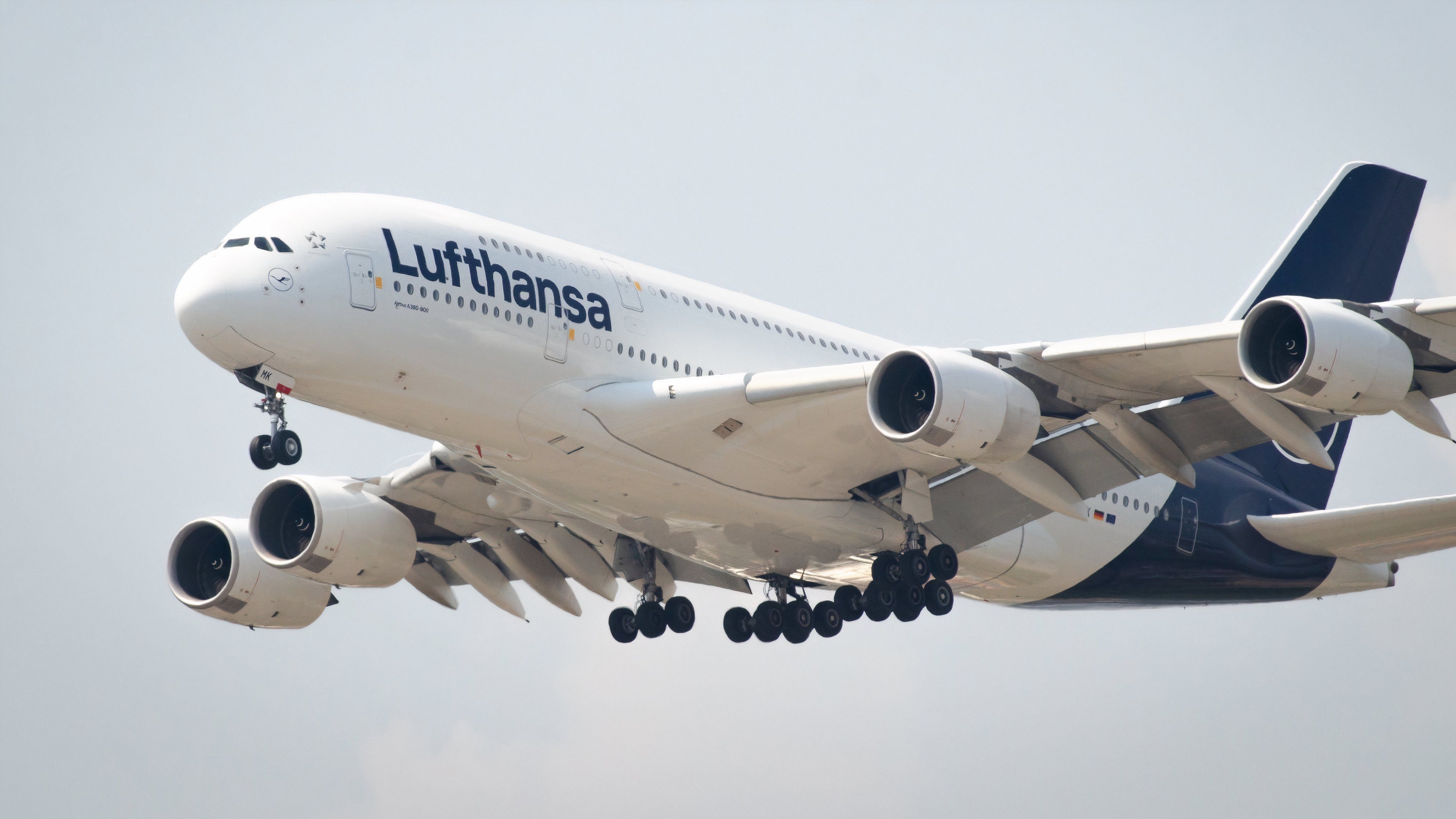 Lufthansa A380 on final approach1 shutterstock_2433149763