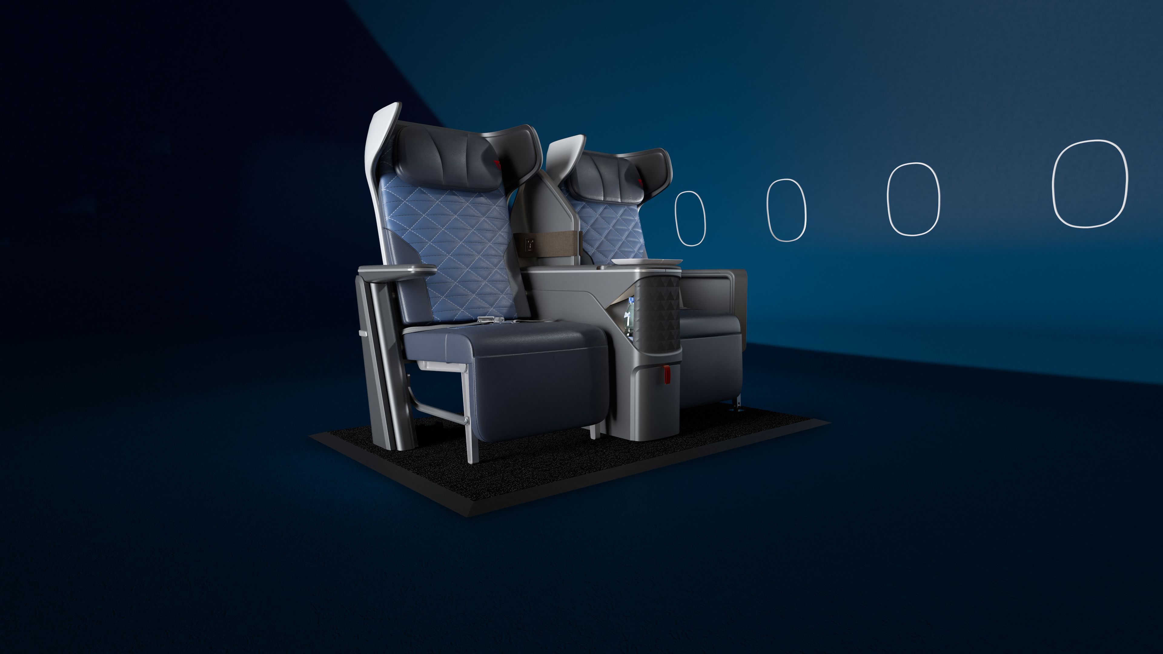 Below: Air for All / Delta Flight Product Business Class Seat in traditional configuration