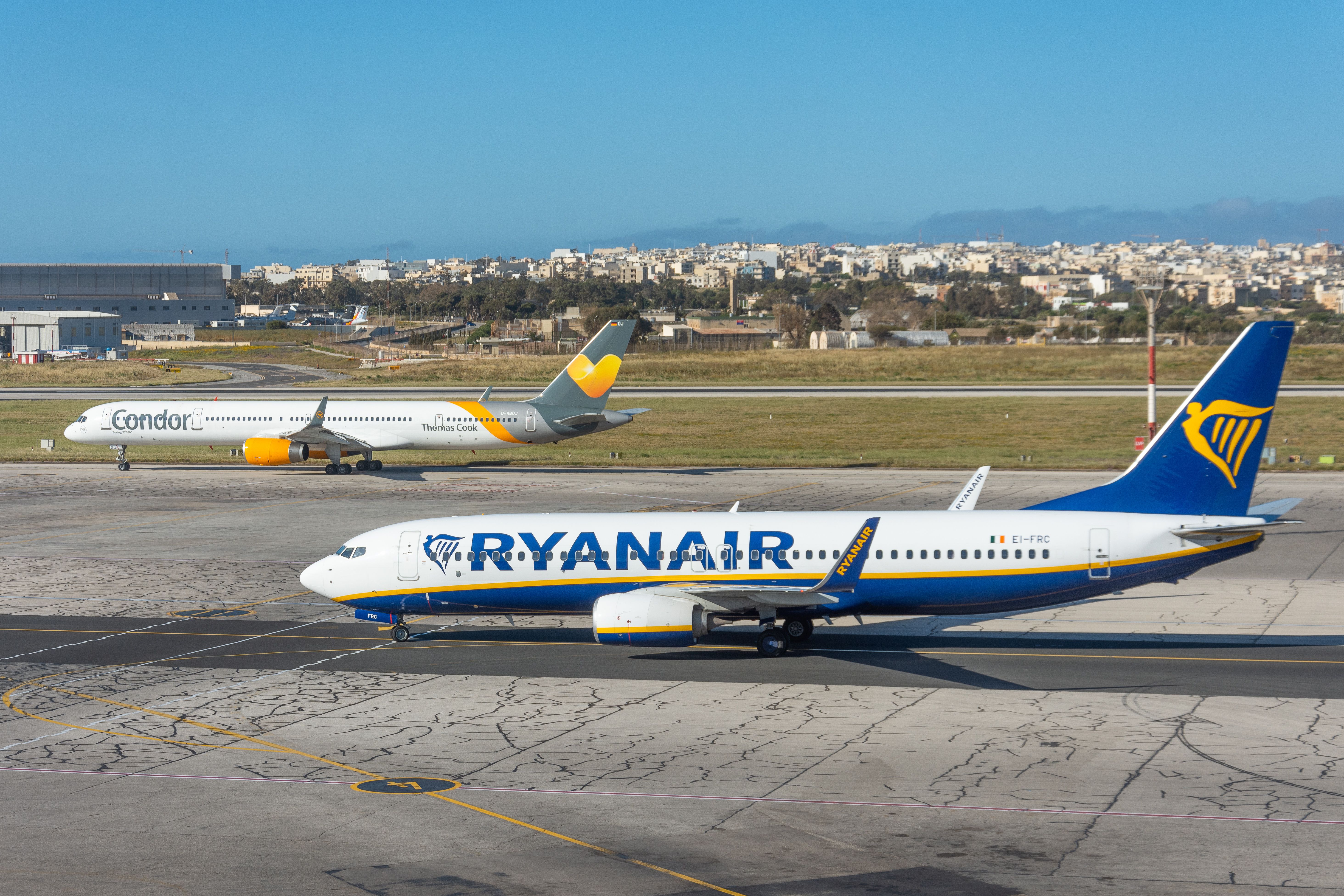 Ryanair Boeing 737-800 and Condor Boeing 757 shutterstock_1411765904