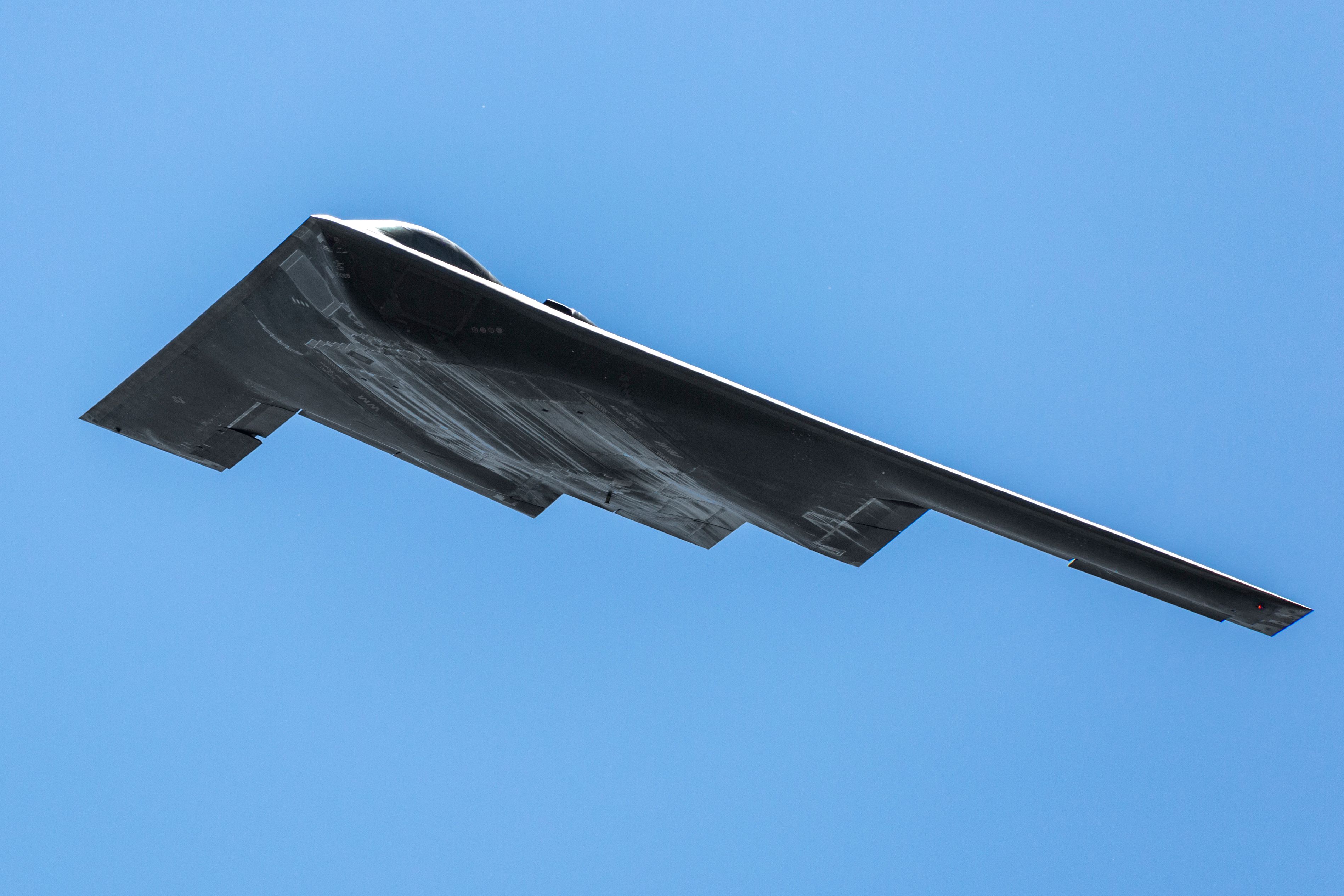 A United States Air Force B-2 Spirit gives a flyby at the 2016 Spirit of St. Louis Air Show & STEM Expo.