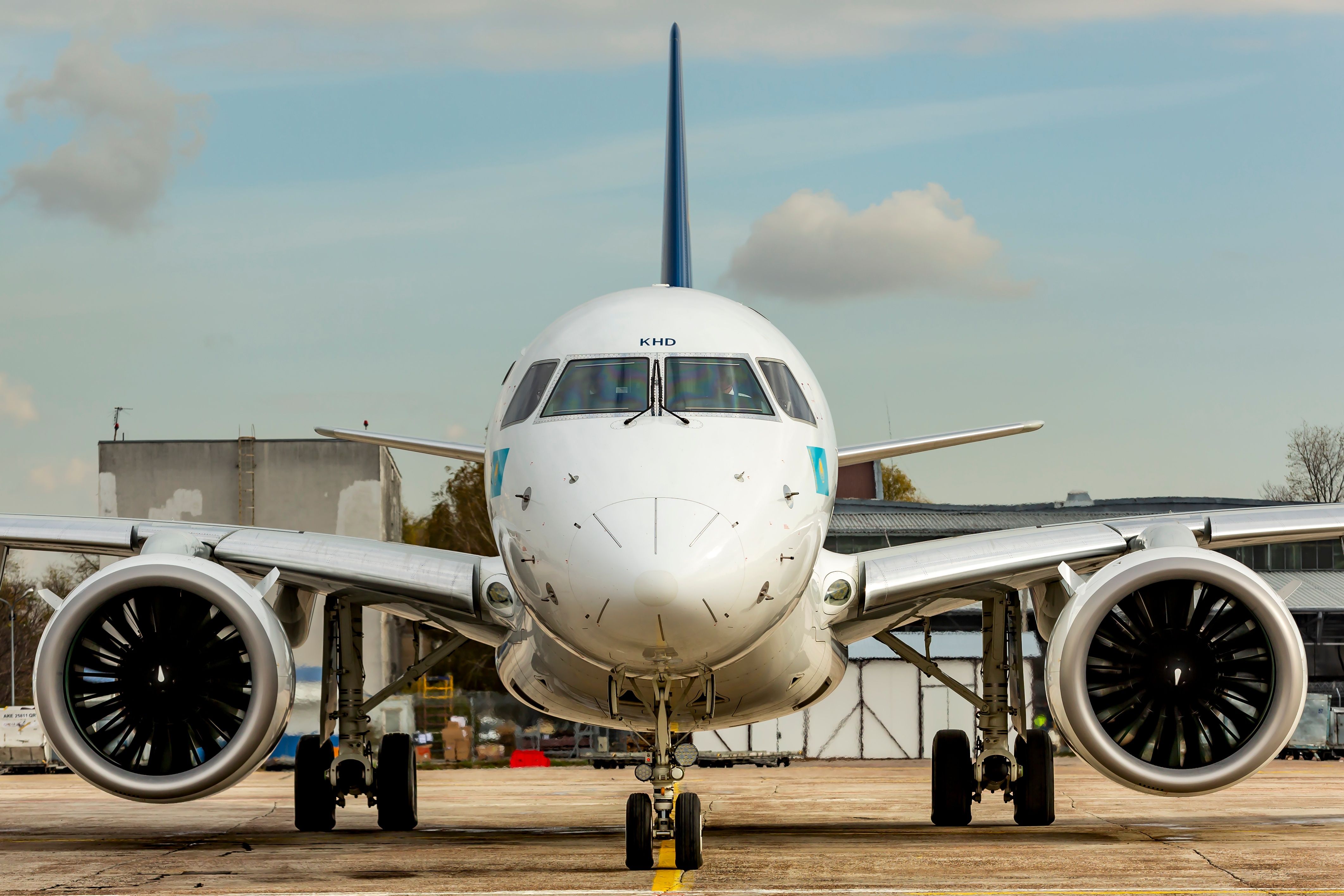 Face-to-face with an Embraer E2 aircraft.